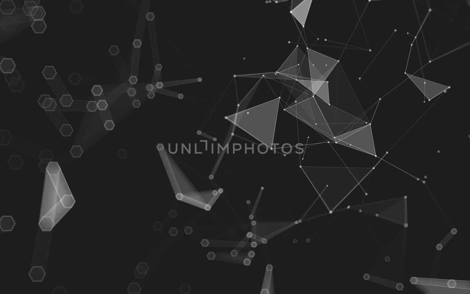 Abstract polygonal space low poly dark background, 3d rendering by teerawit