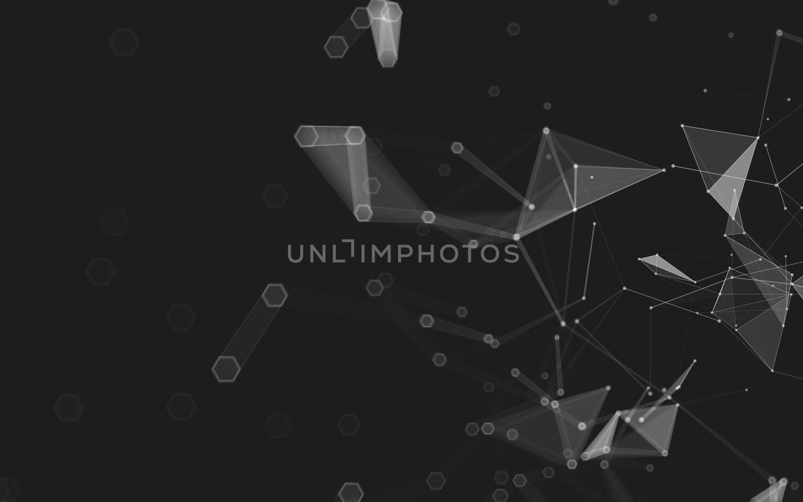 Abstract polygonal space low poly dark background with connecting dots and lines. Connection structure. 3d rendering