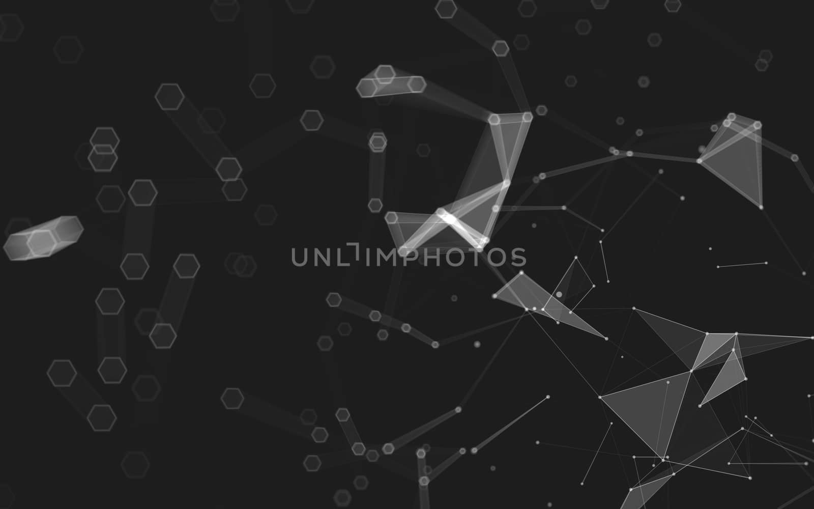 Abstract polygonal space low poly dark background, 3d rendering by teerawit