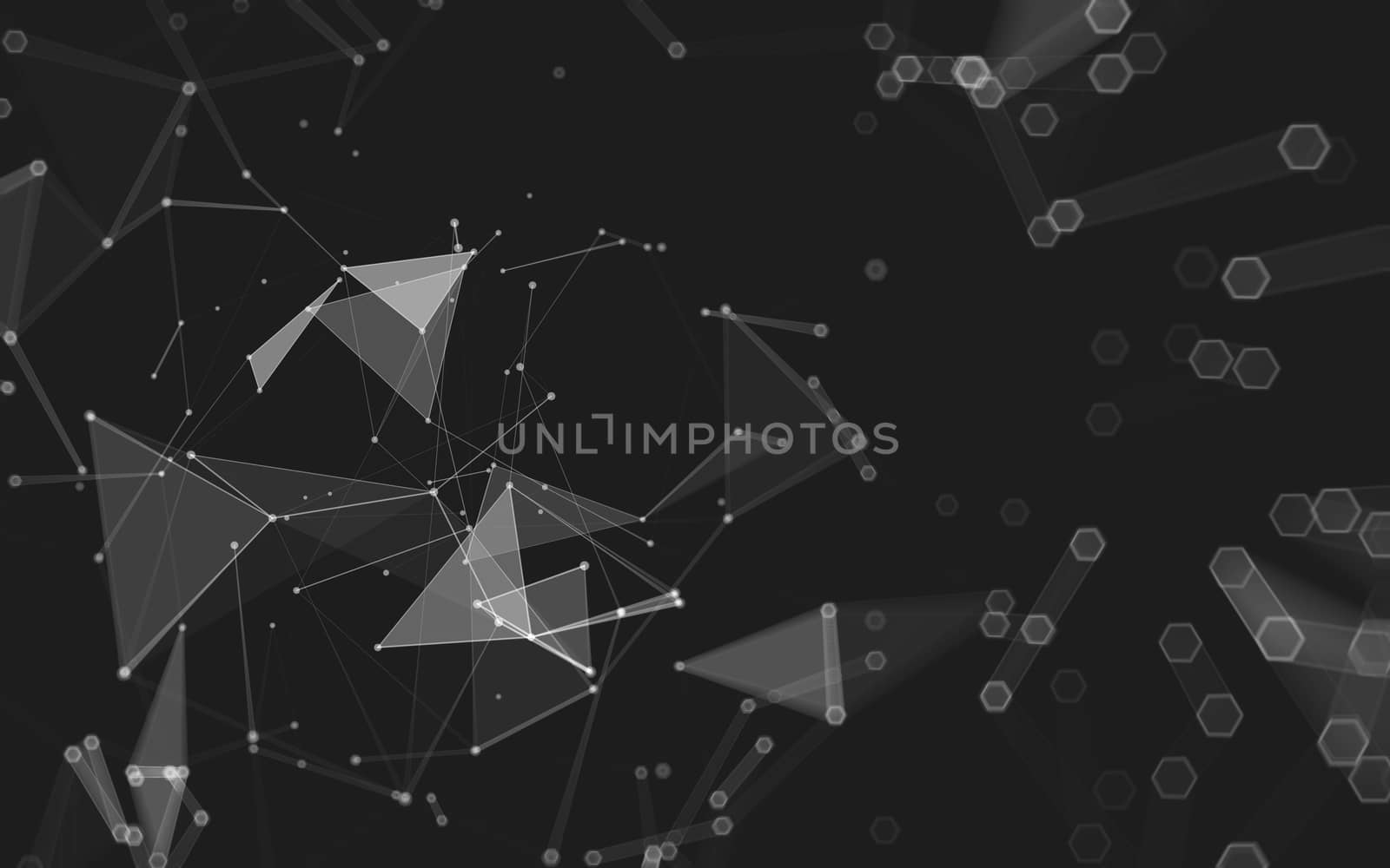 Abstract polygonal space low poly dark background, 3d rendering by teerawit