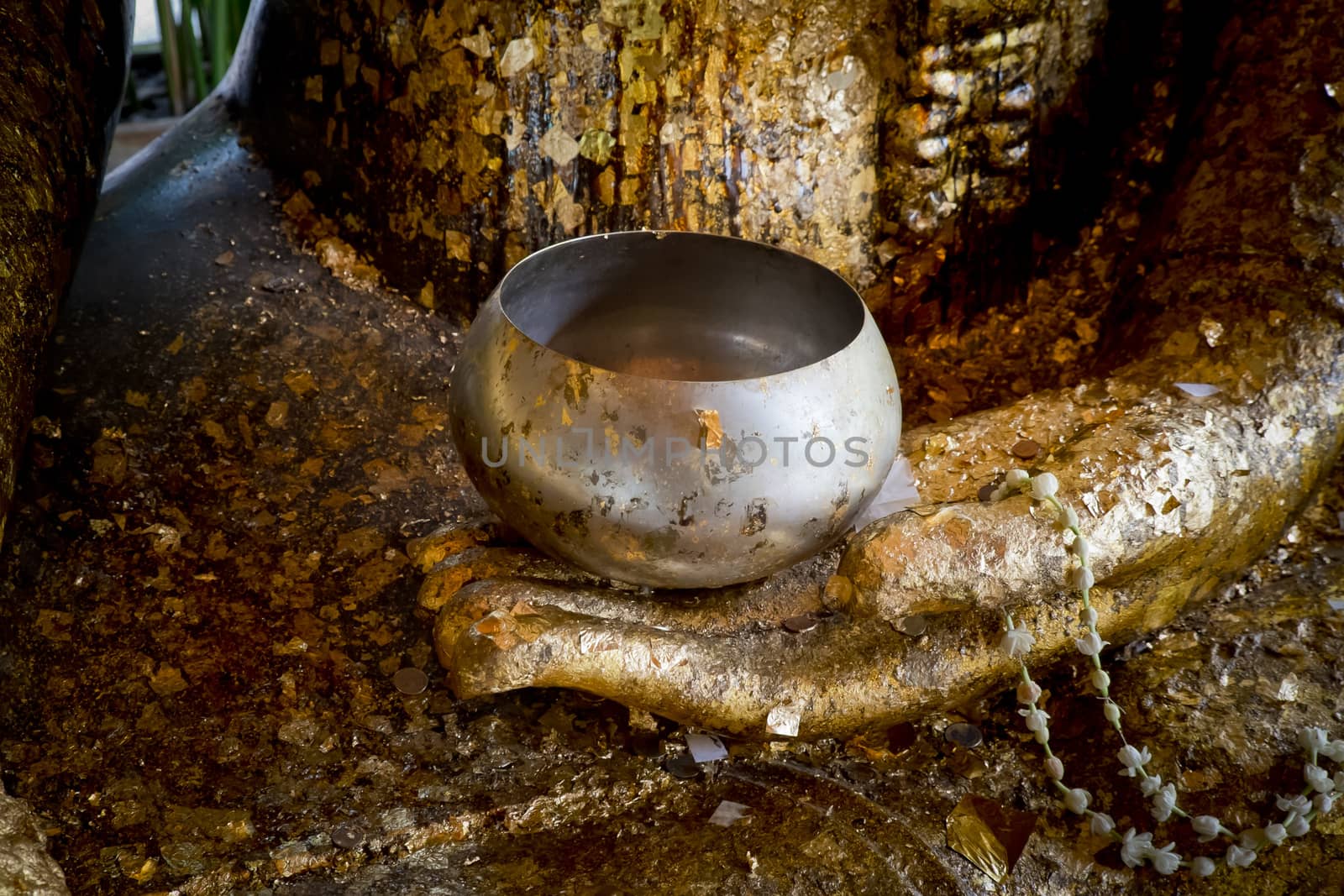 select focus of buddha hand and alms bowl by art9858