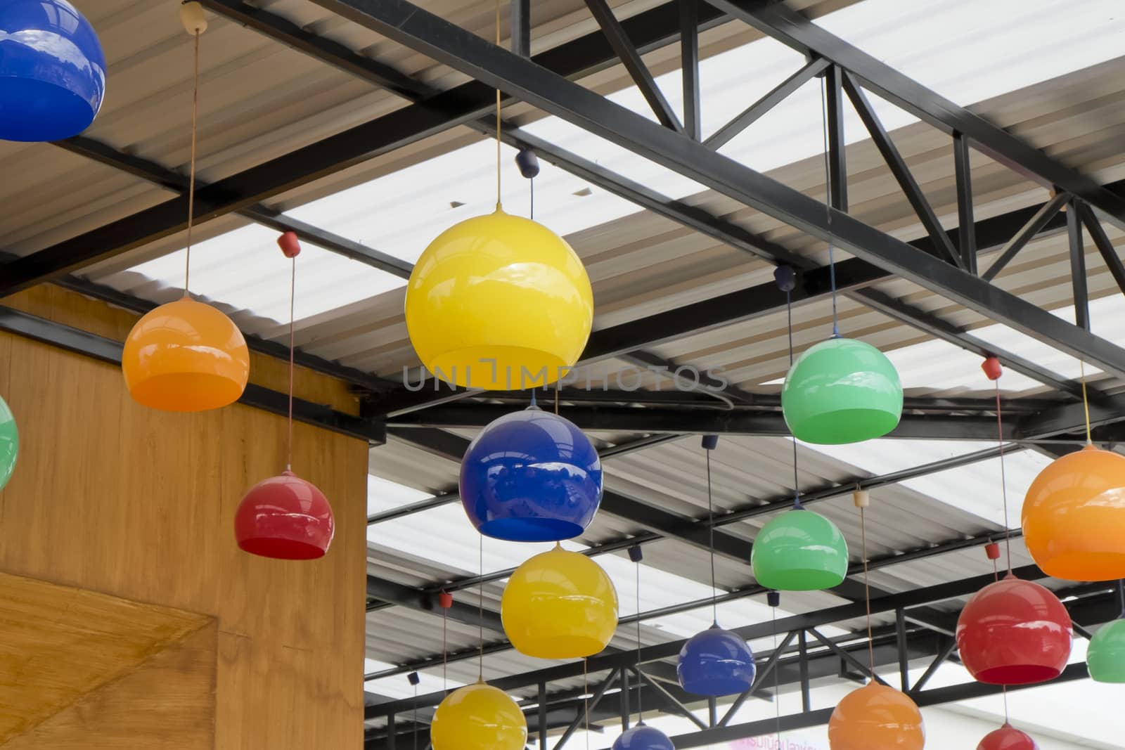 The colorful hanging ceramic lamp for decorate