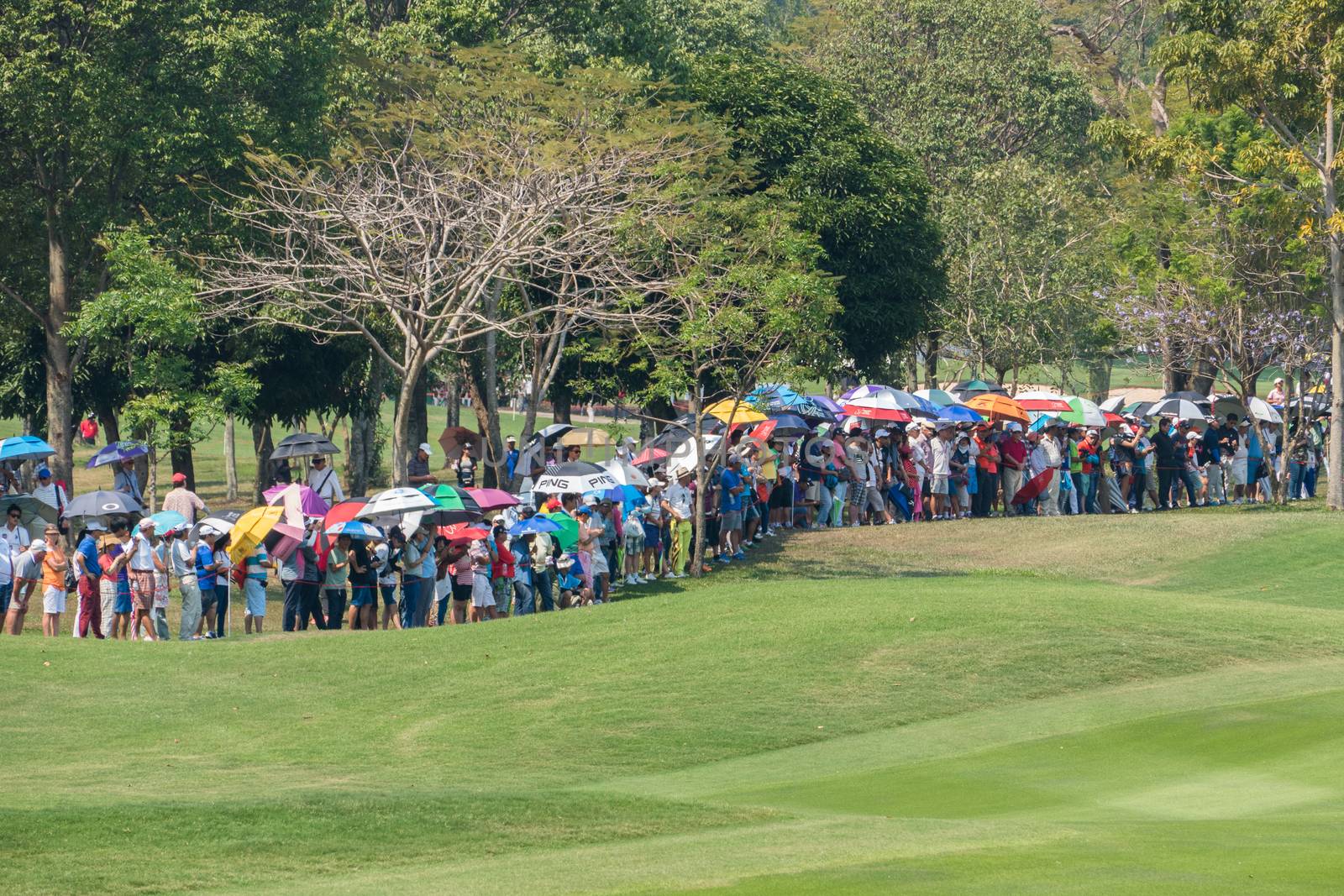 CHONBURI - FEBRUARY 28 : Many people wait for a match  in Honda LPGA Thailand 2016 at Siam Country Club, Pattaya Old Course on February 28, 2016 in Chonburi, Thailand.