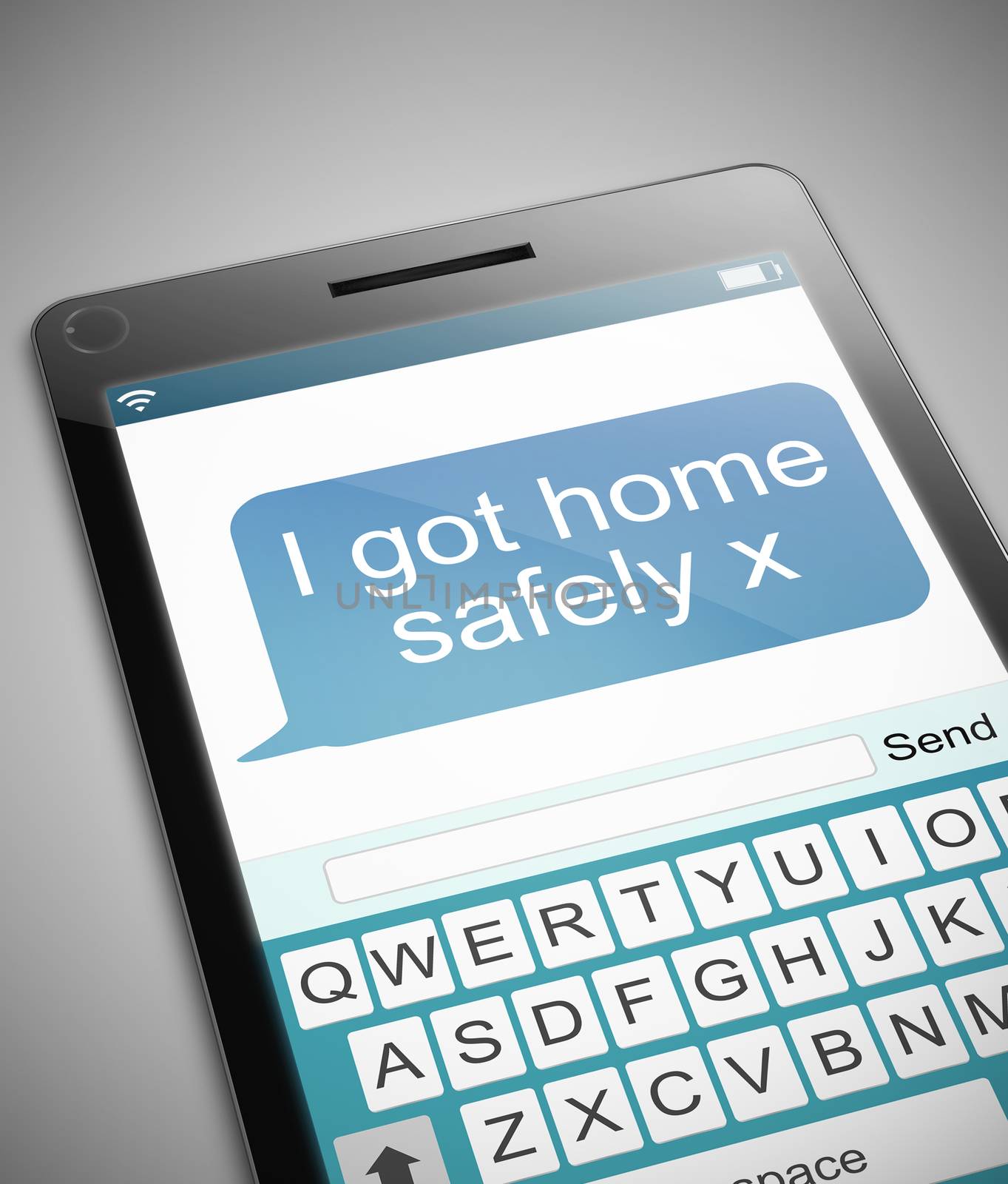 Illustration depicting a phone with a got home safe concept.