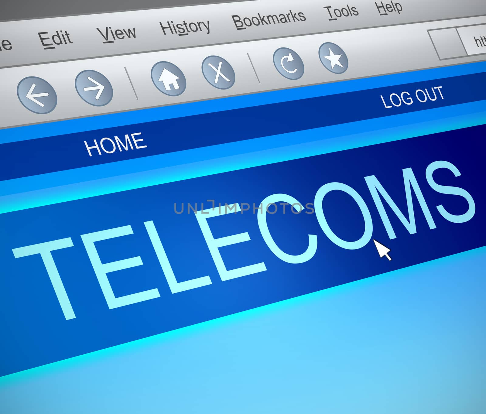 Illustration depicting a computer screen capture with a telecoms concept.