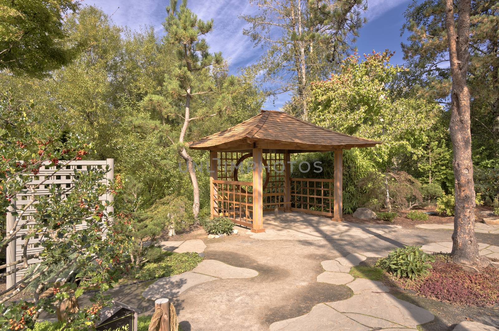 Small gazebo in a Japanese garden Oregon. by Rigucci