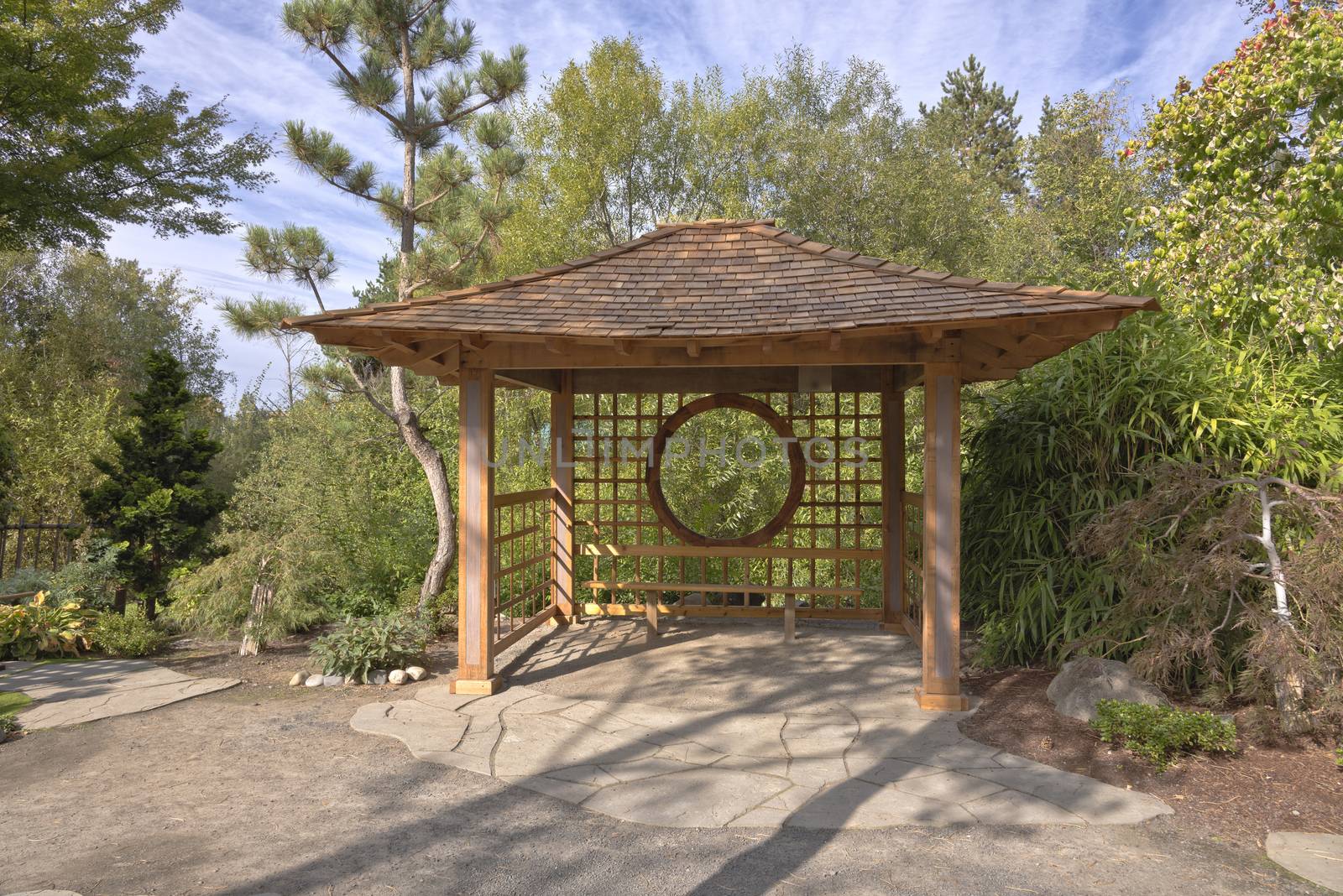 Small gazebo in a Japanese garden Oregon. by Rigucci