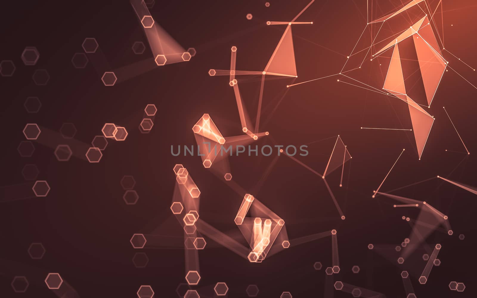 Abstract polygonal space low poly dark background with connecting dots and lines. Connection structure. 3d rendering