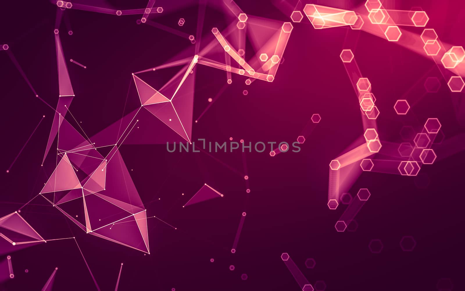 Abstract polygonal space low poly dark background with connecting dots and lines. Connection structure. 3d rendering