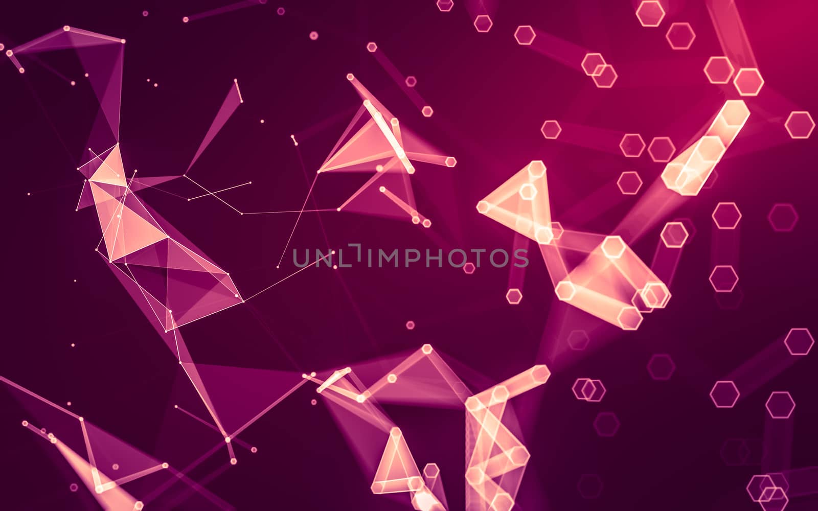 Abstract polygonal space low poly dark background with connecting dots and lines. Connection structure. 3d rendering