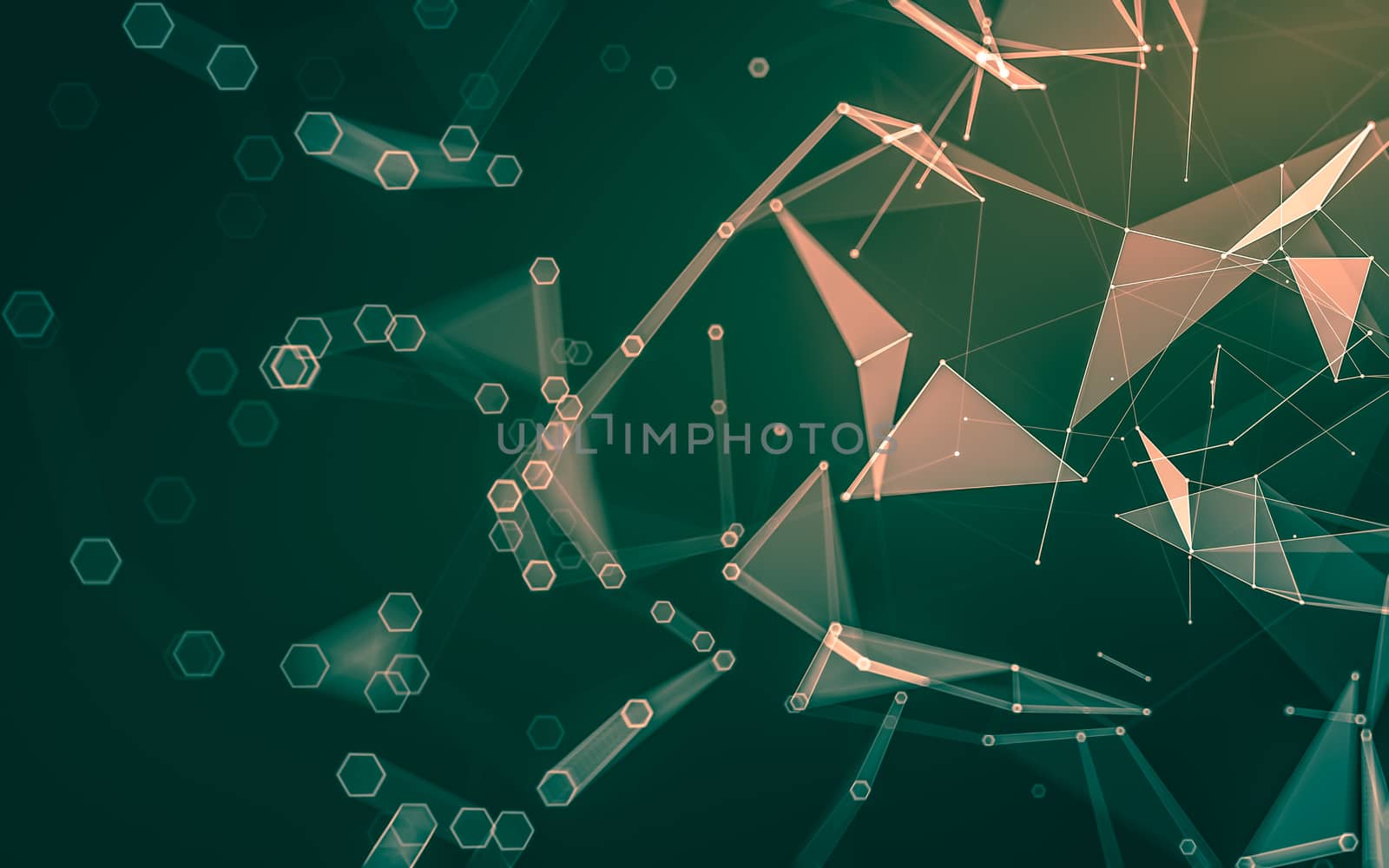 Abstract polygonal space low poly dark background with connecting dots and lines. Connection structure. 3d rendering