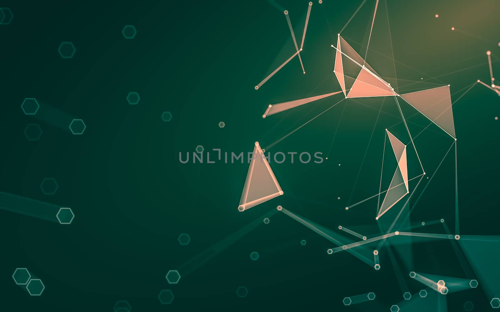 Abstract polygonal space low poly dark background with connecting dots and lines. Connection structure. 3d rendering