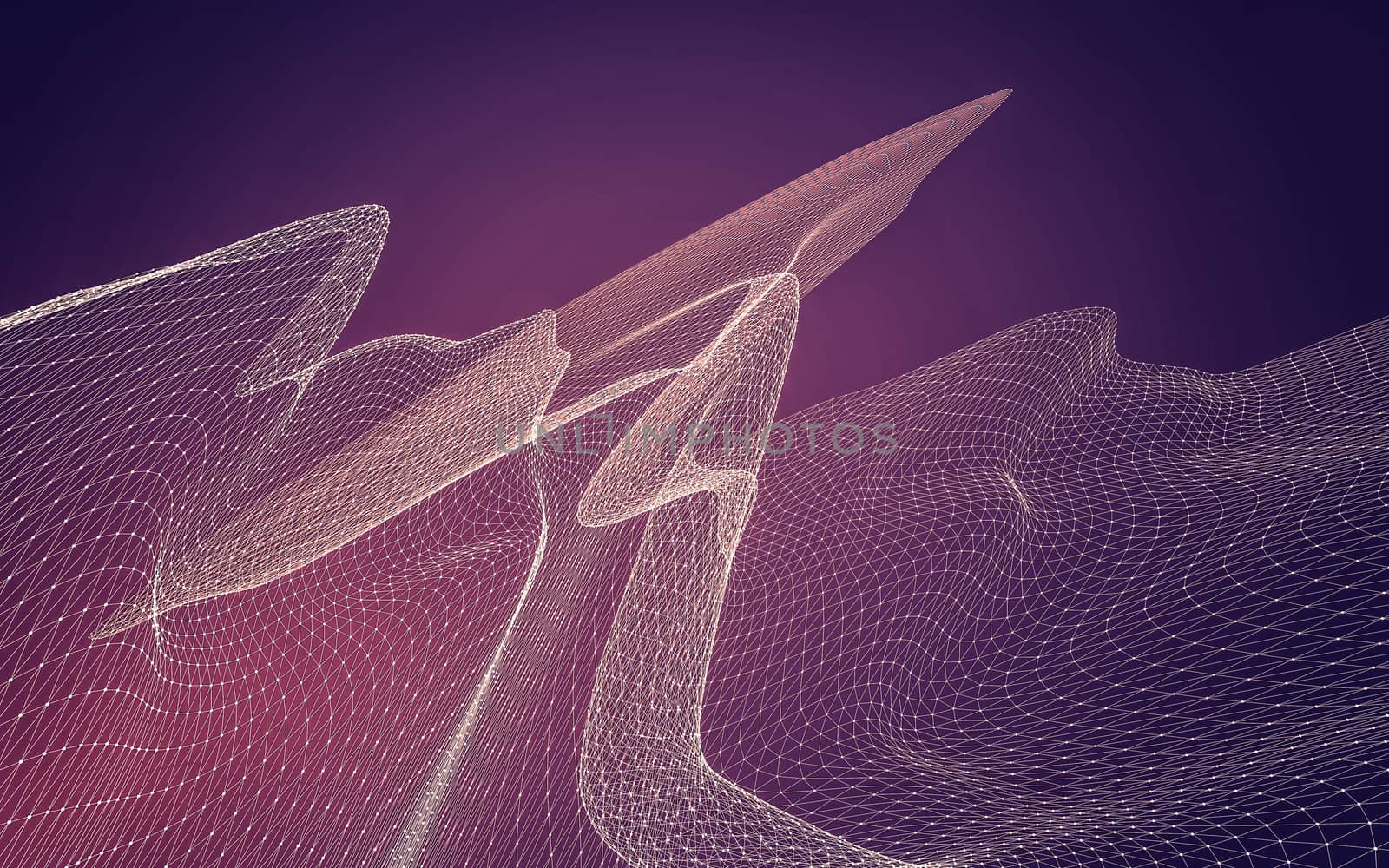 Abstract polygonal space low poly dark background, 3d rendering by teerawit