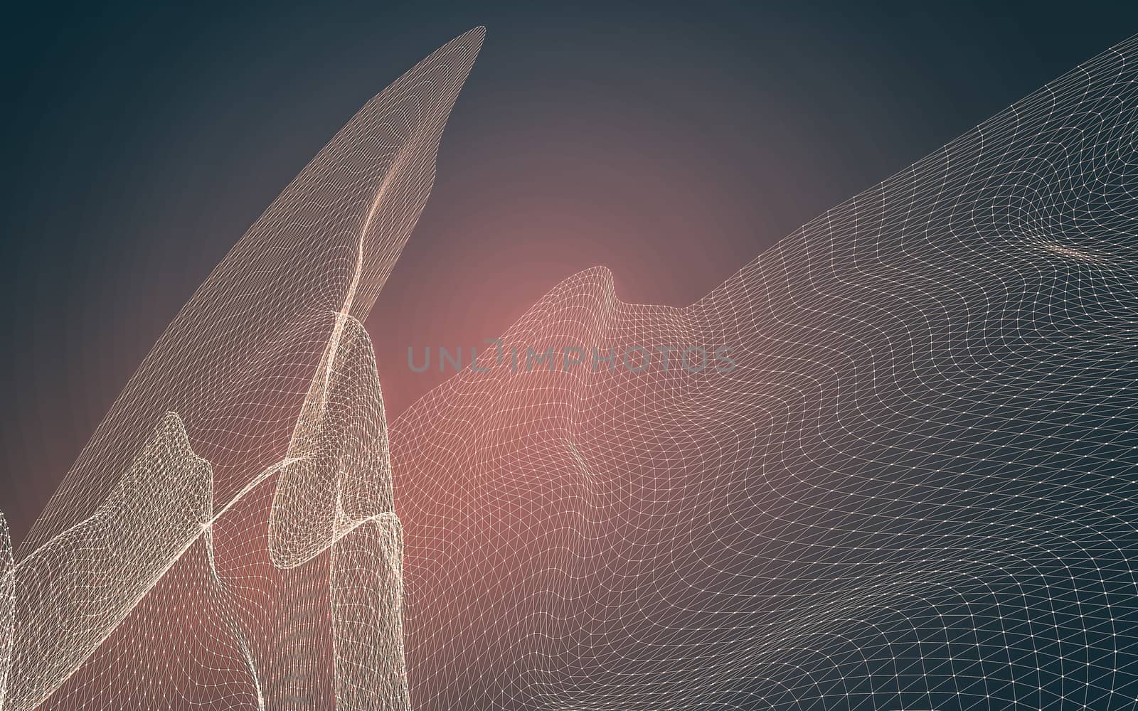 Abstract polygonal space low poly dark background with connecting dots and lines. Connection structure. 3d rendering