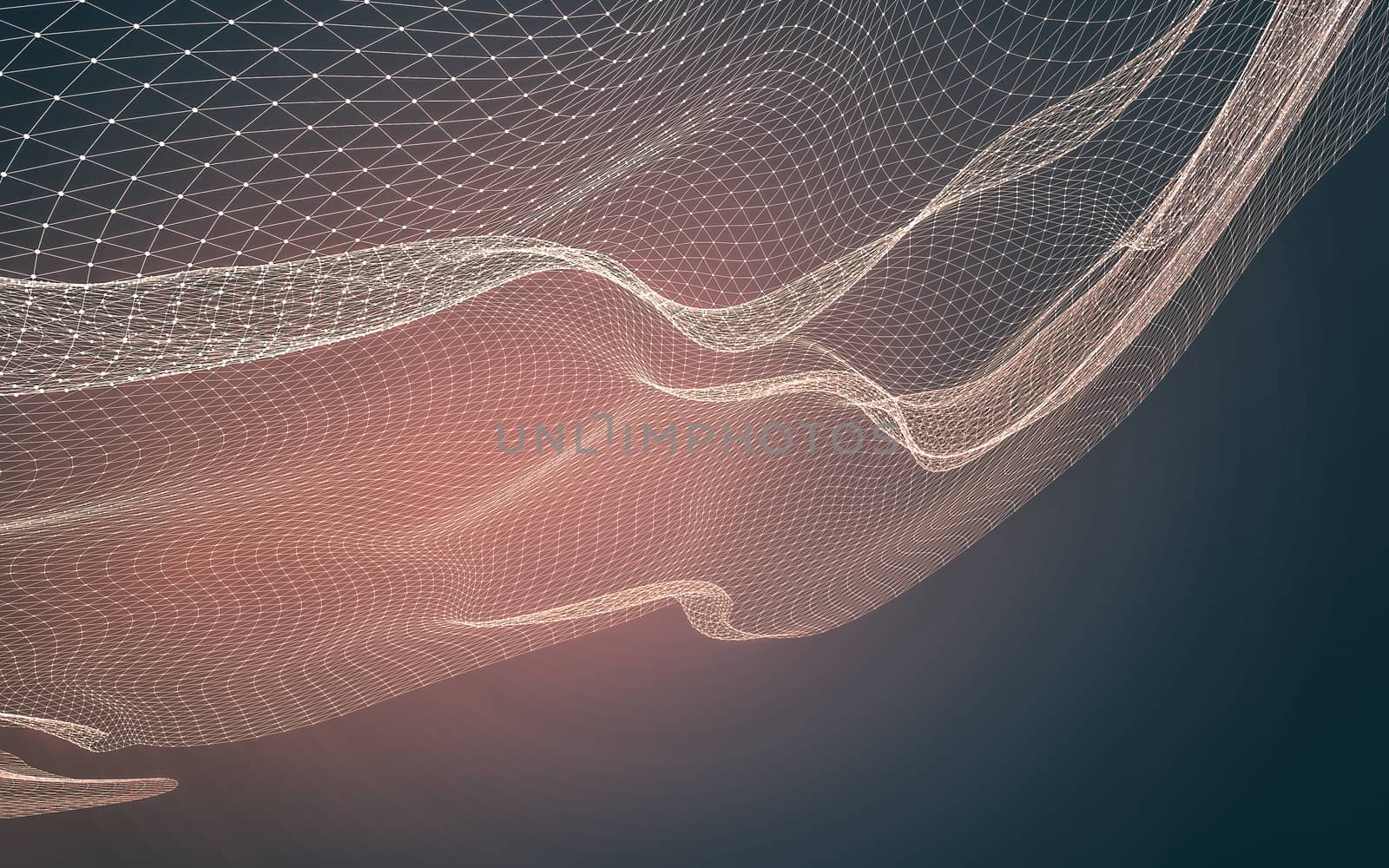 Abstract polygonal space low poly dark background with connecting dots and lines. Connection structure. 3d rendering