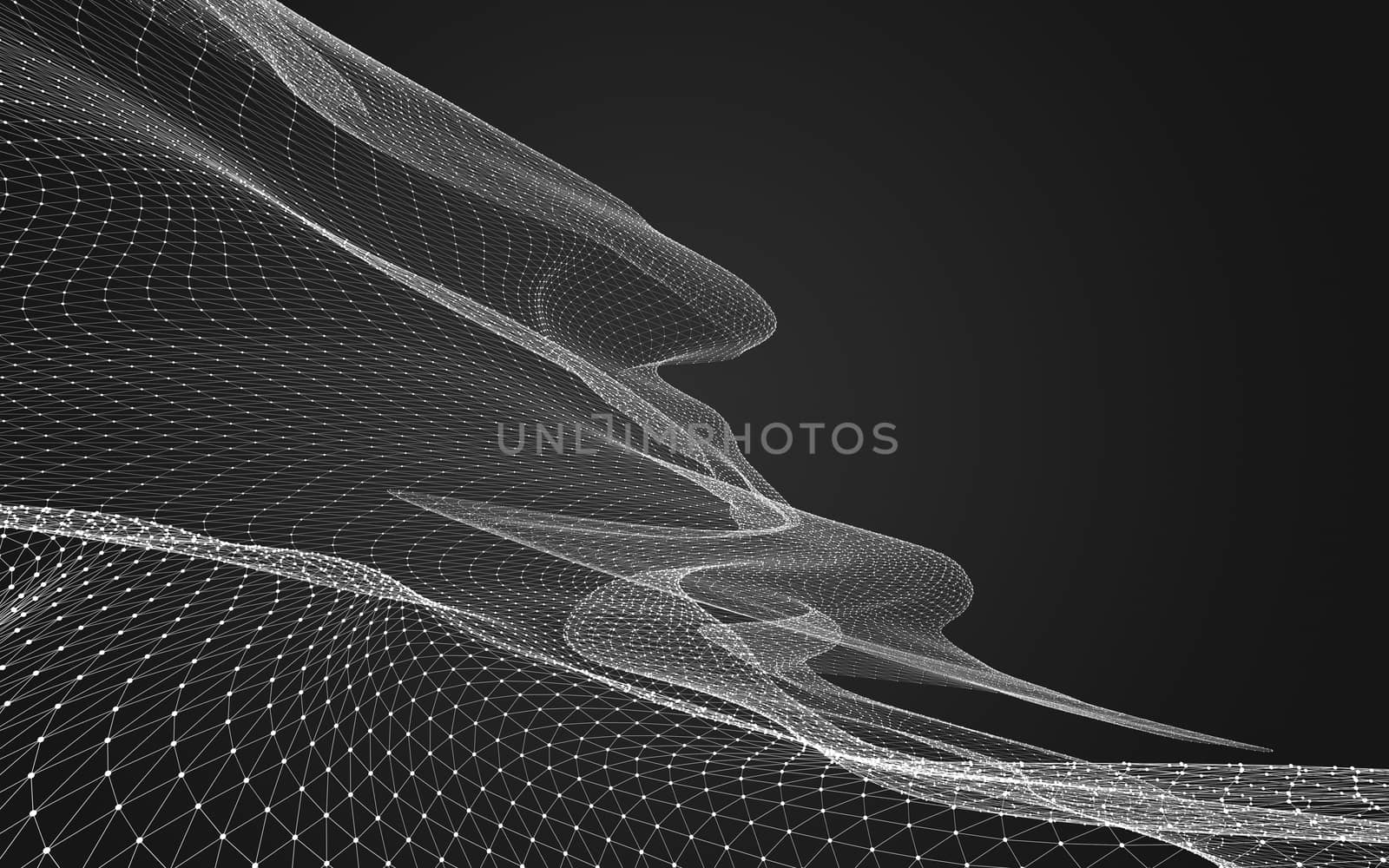 Abstract polygonal space low poly dark background, 3d rendering by teerawit