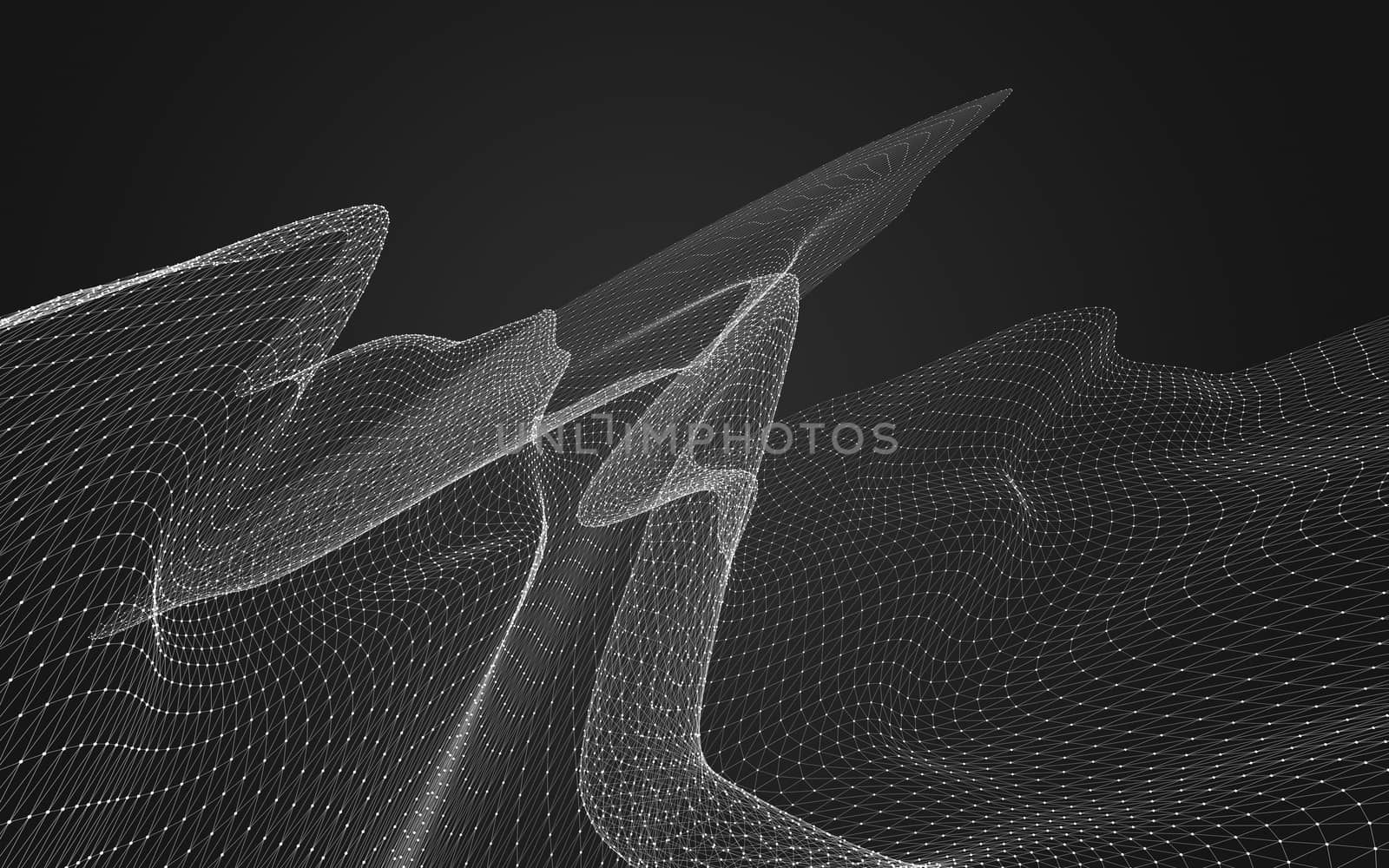 Abstract polygonal space low poly dark background, 3d rendering by teerawit