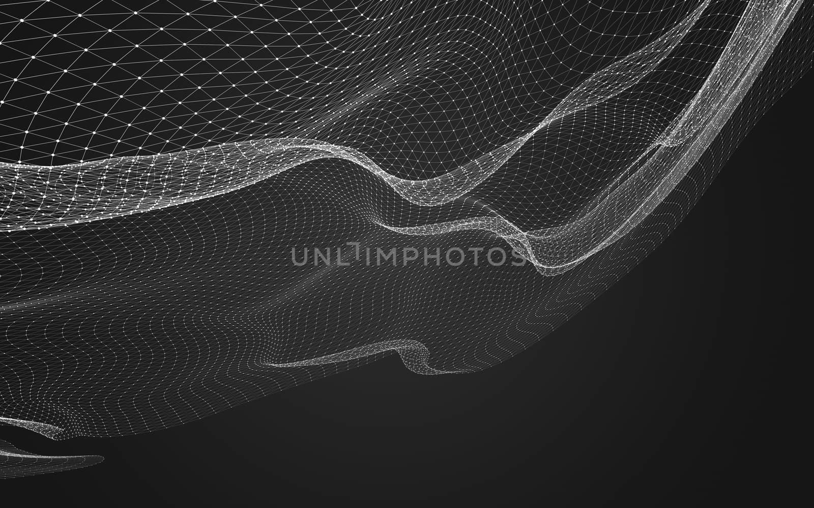 Abstract polygonal space low poly dark background with connecting dots and lines. Connection structure. 3d rendering