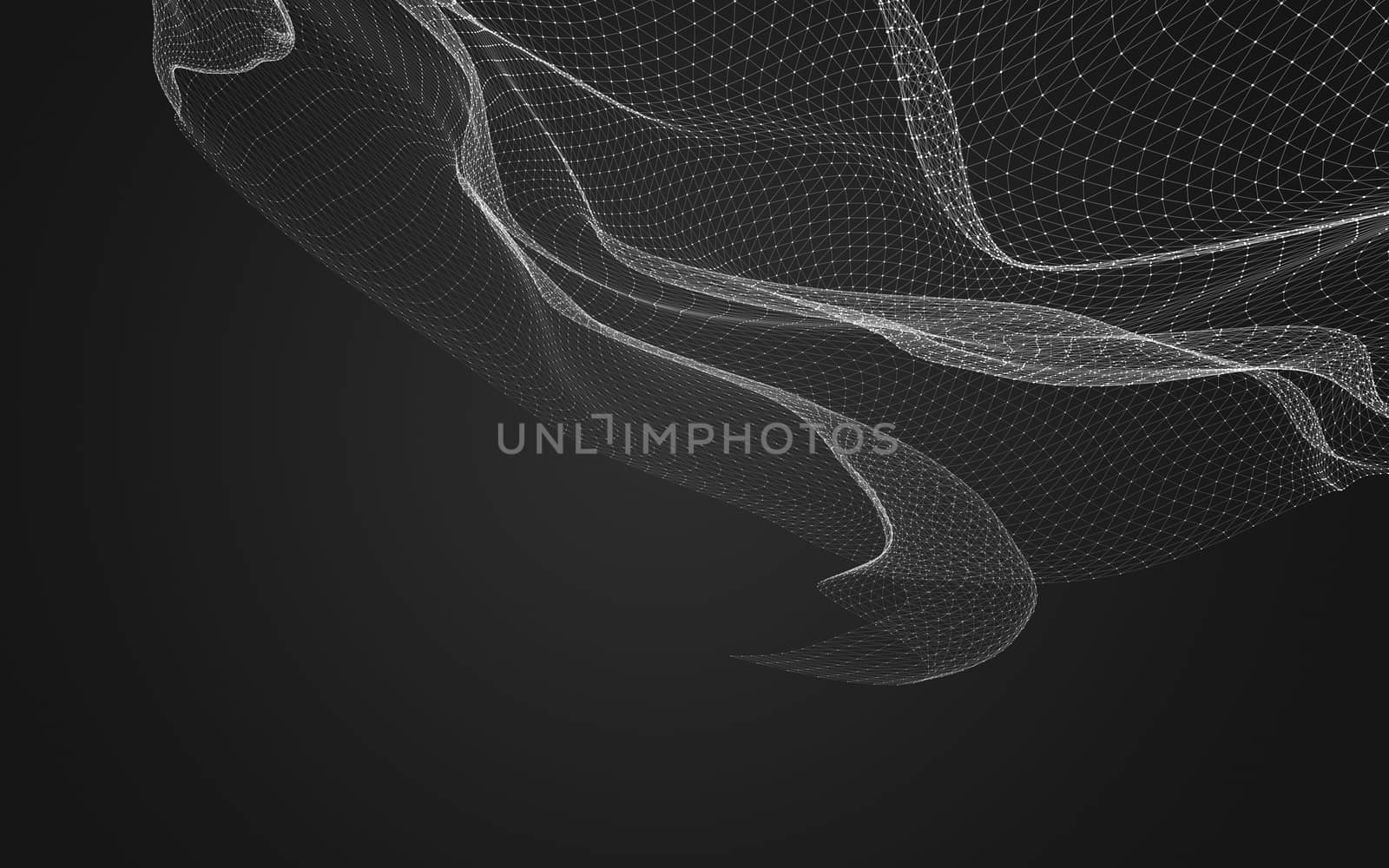 Abstract polygonal space low poly dark background with connecting dots and lines. Connection structure. 3d rendering