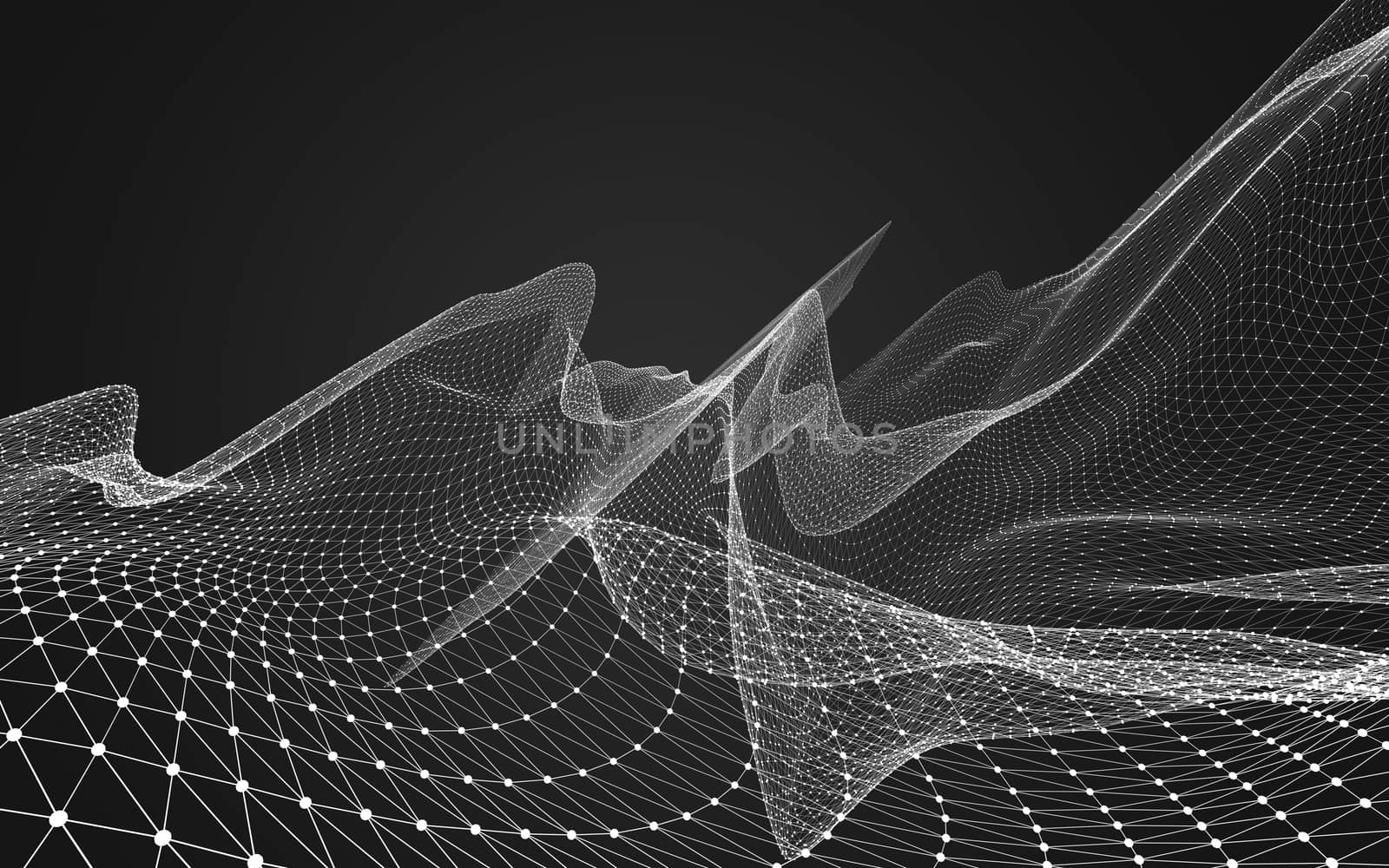 Abstract polygonal space low poly dark background with connecting dots and lines. Connection structure. 3d rendering