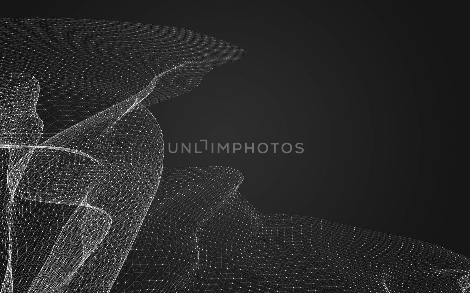 Abstract polygonal space low poly dark background with connecting dots and lines. Connection structure. 3d rendering