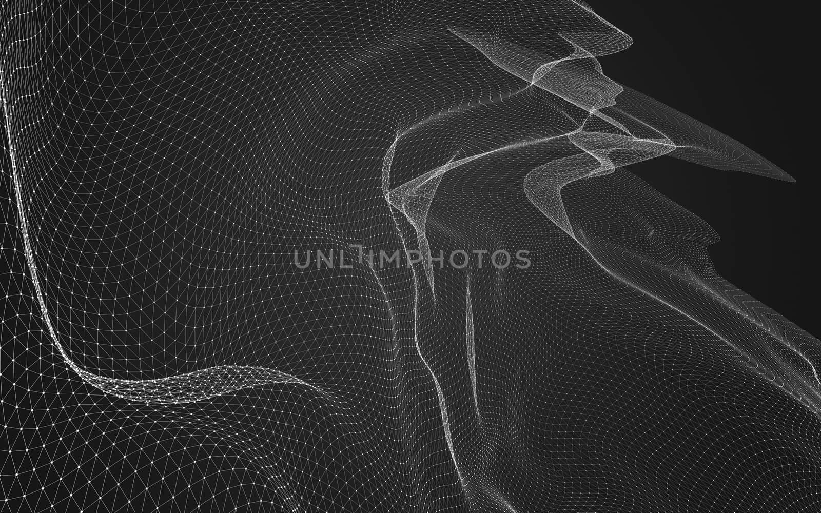 Abstract polygonal space low poly dark background, 3d rendering by teerawit