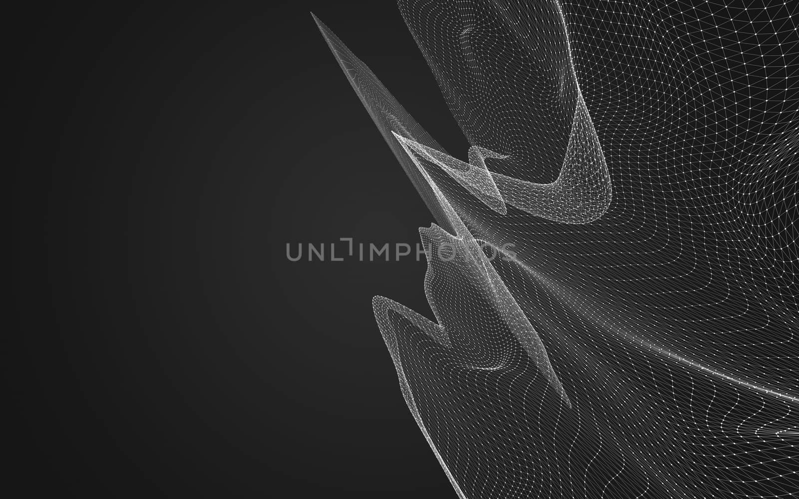 Abstract polygonal space low poly dark background with connecting dots and lines. Connection structure. 3d rendering