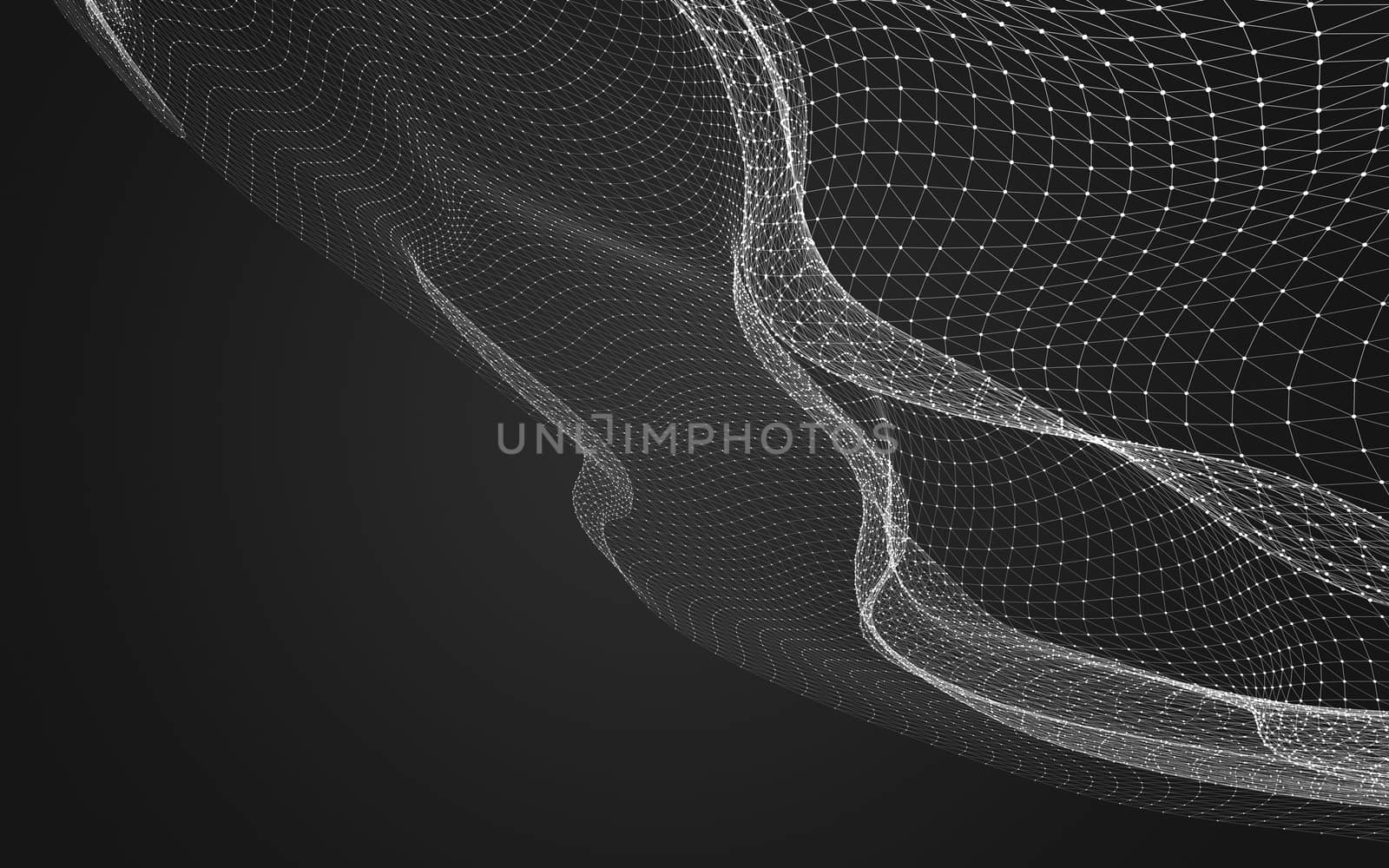 Abstract polygonal space low poly dark background, 3d rendering by teerawit