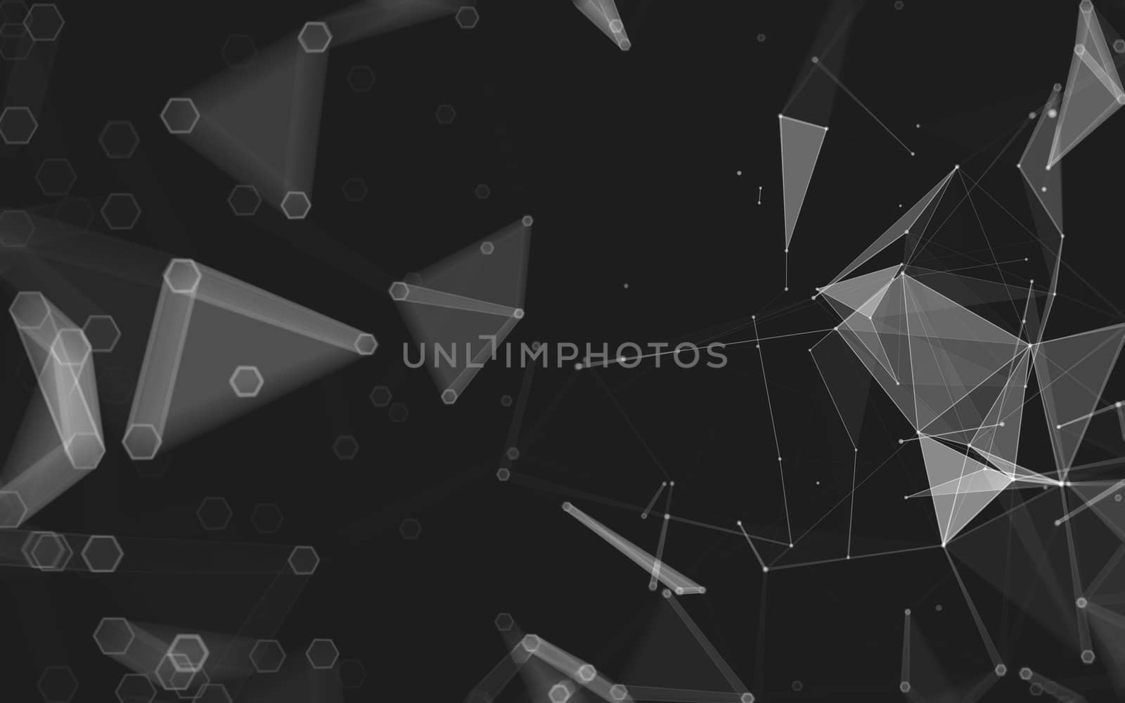 Abstract polygonal space low poly dark background with connecting dots and lines. Connection structure. 3d rendering