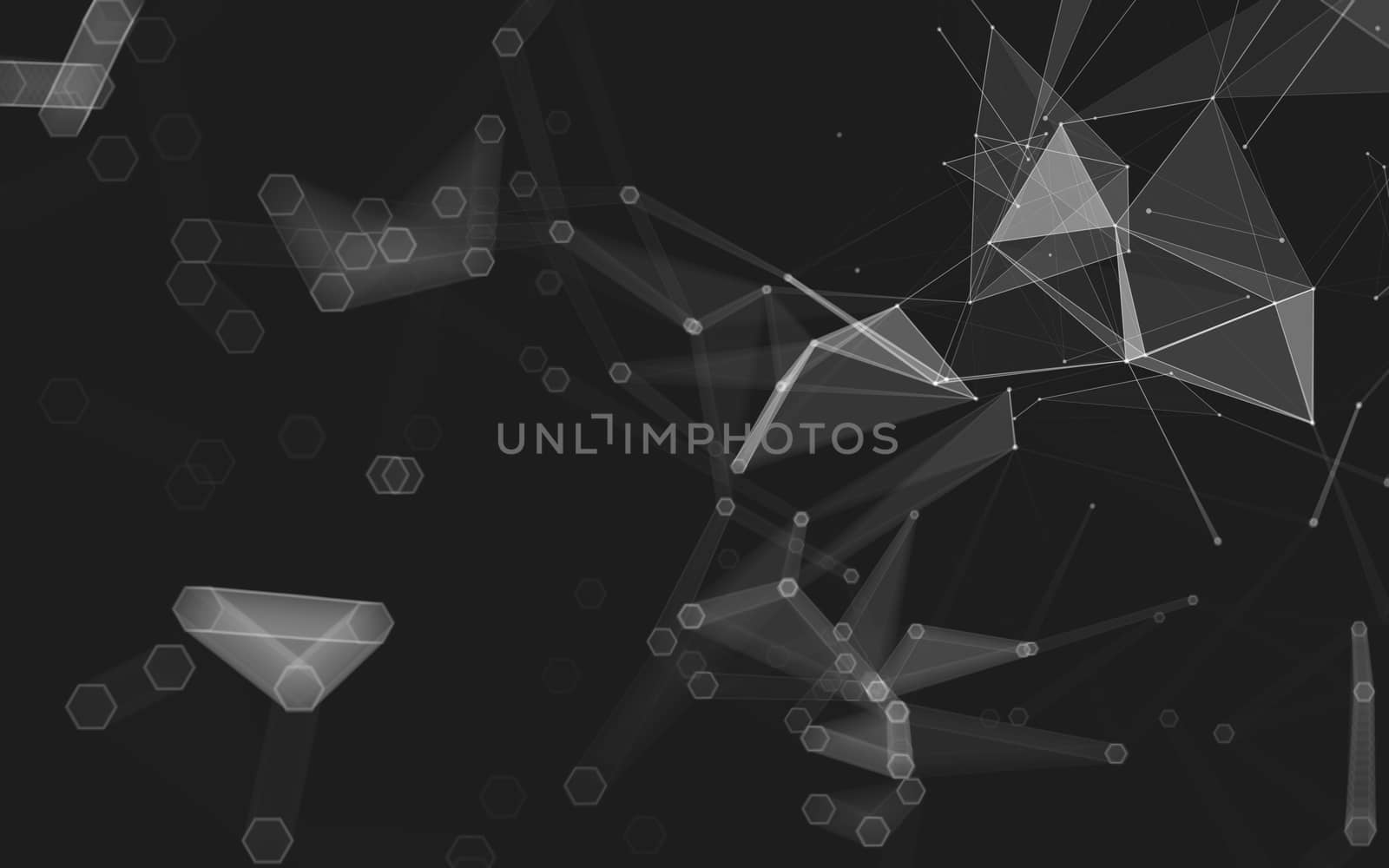 Abstract polygonal space low poly dark background, 3d rendering by teerawit