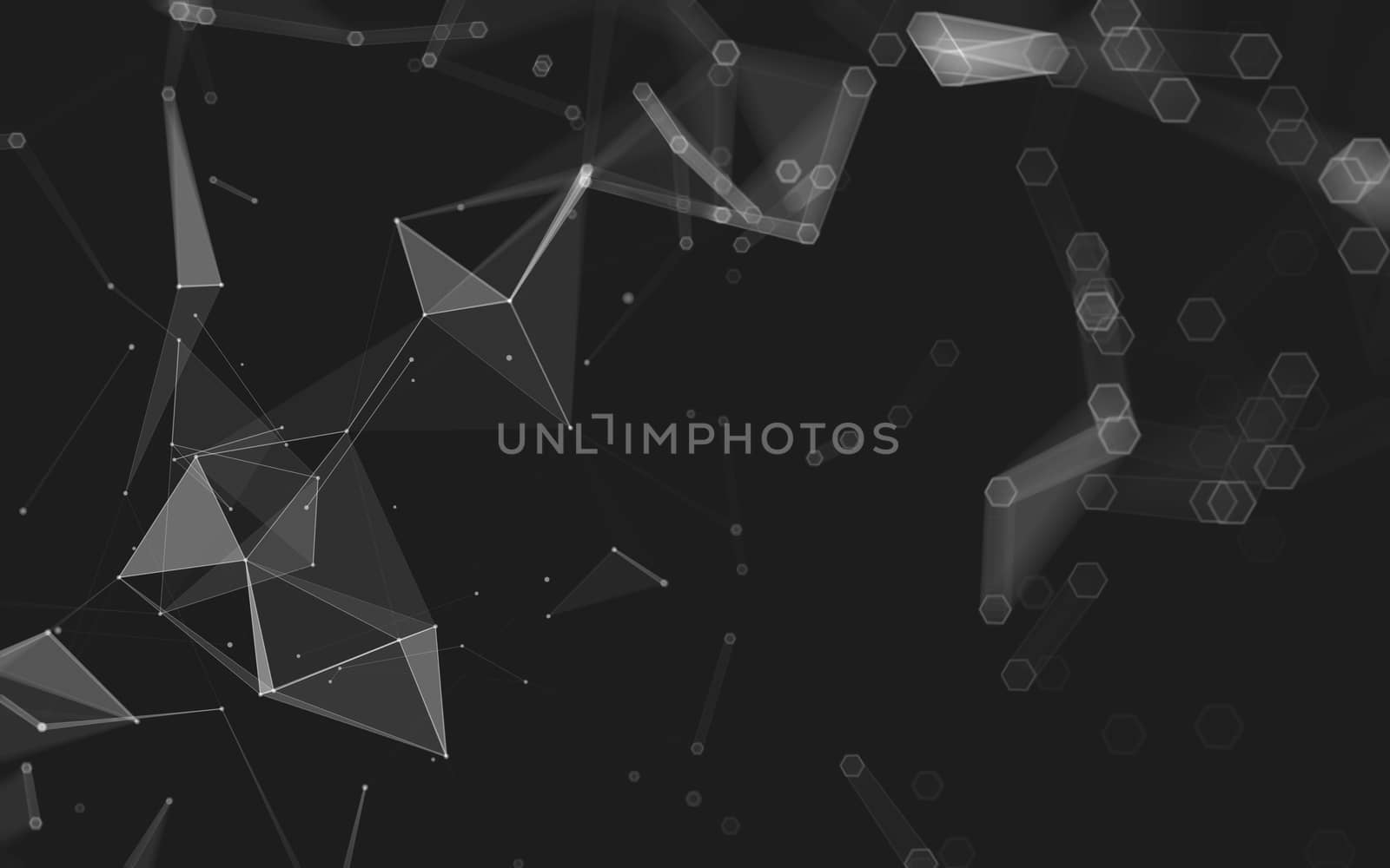 Abstract polygonal space low poly dark background, 3d rendering by teerawit