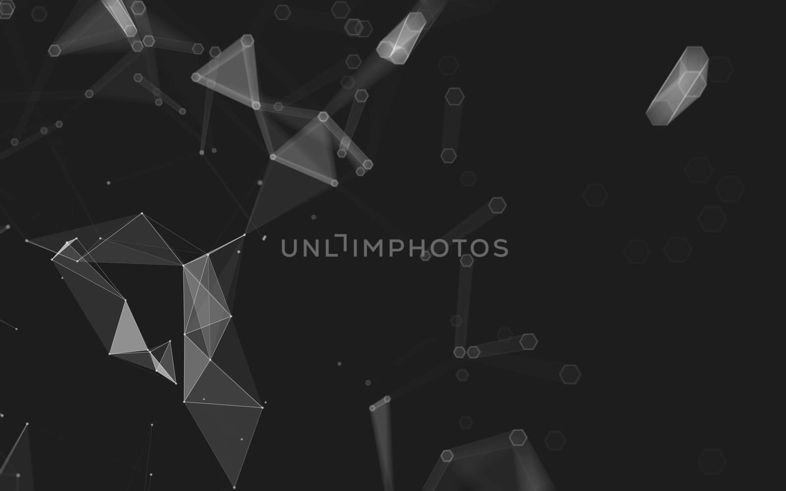 Abstract polygonal space low poly dark background, 3d rendering by teerawit