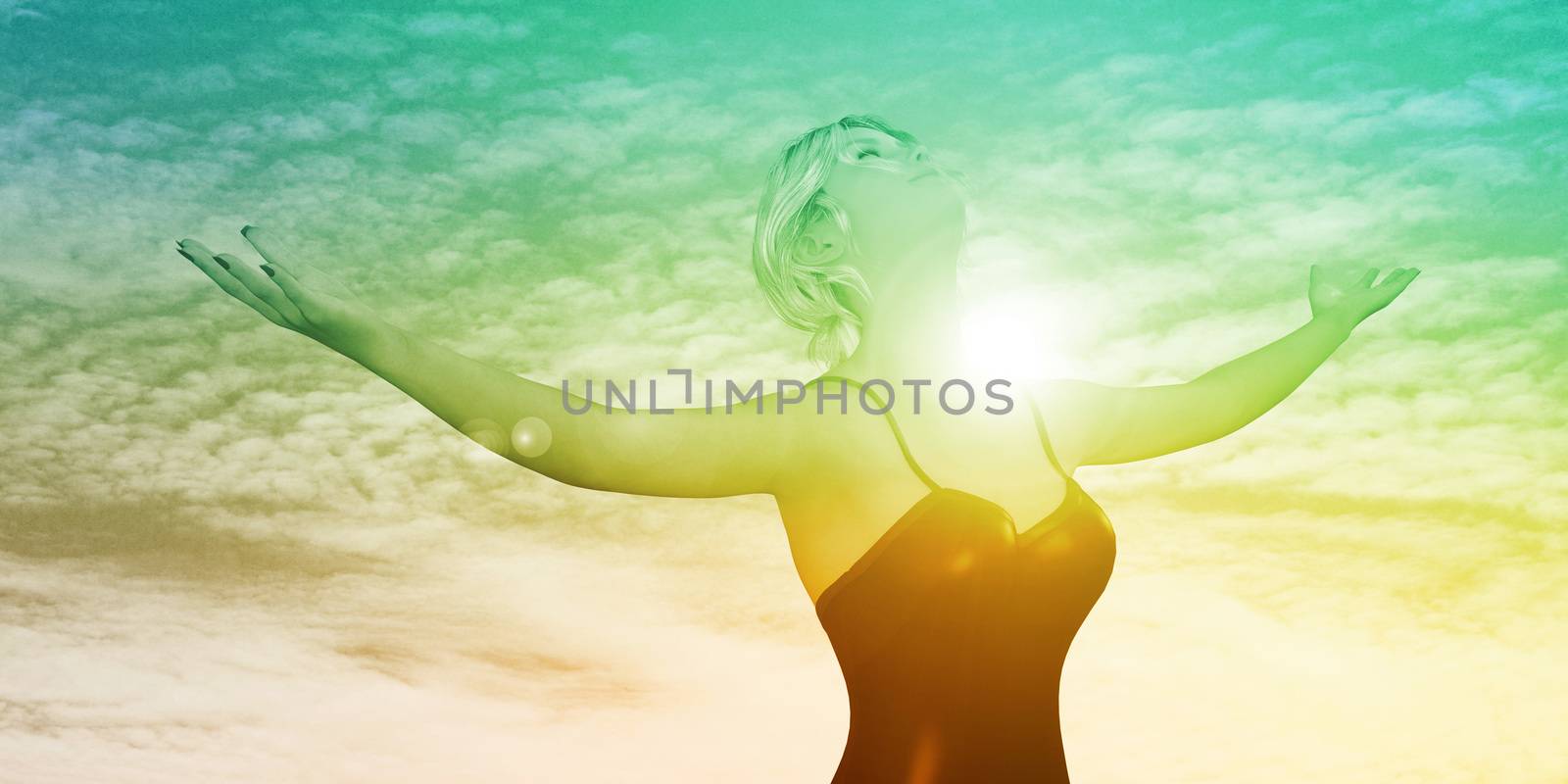 Enlightenment with Woman Holding Arms Out Happily