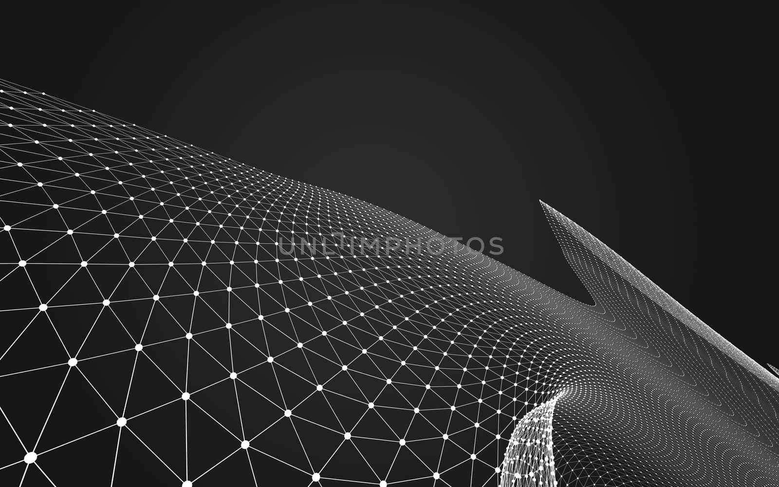 Abstract polygonal space low poly dark background with connecting dots and lines. Connection structure. 3d rendering