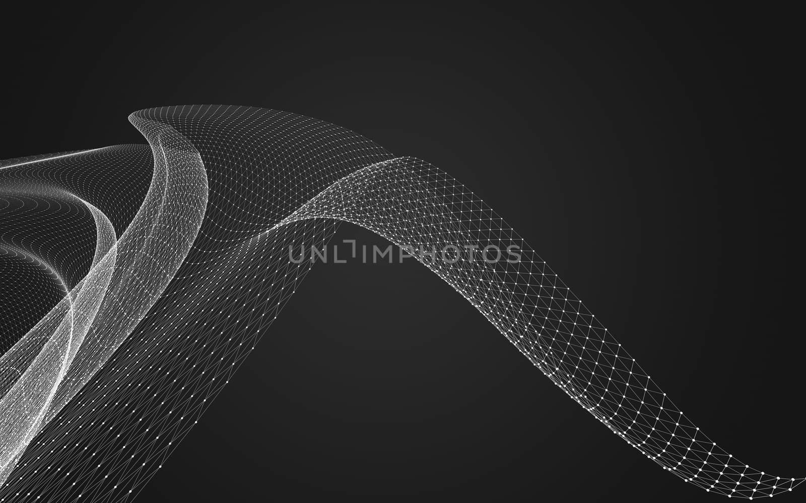 Abstract polygonal space low poly dark background with connecting dots and lines. Connection structure. 3d rendering