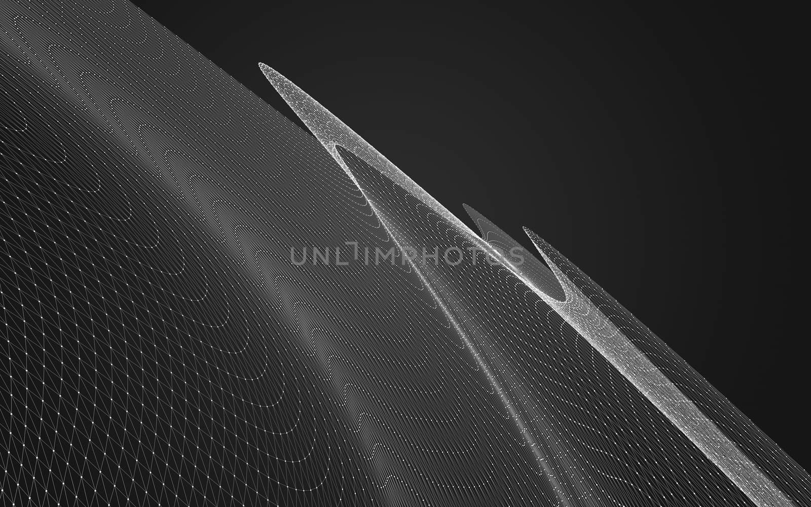 Abstract polygonal space low poly dark background with connecting dots and lines. Connection structure. 3d rendering