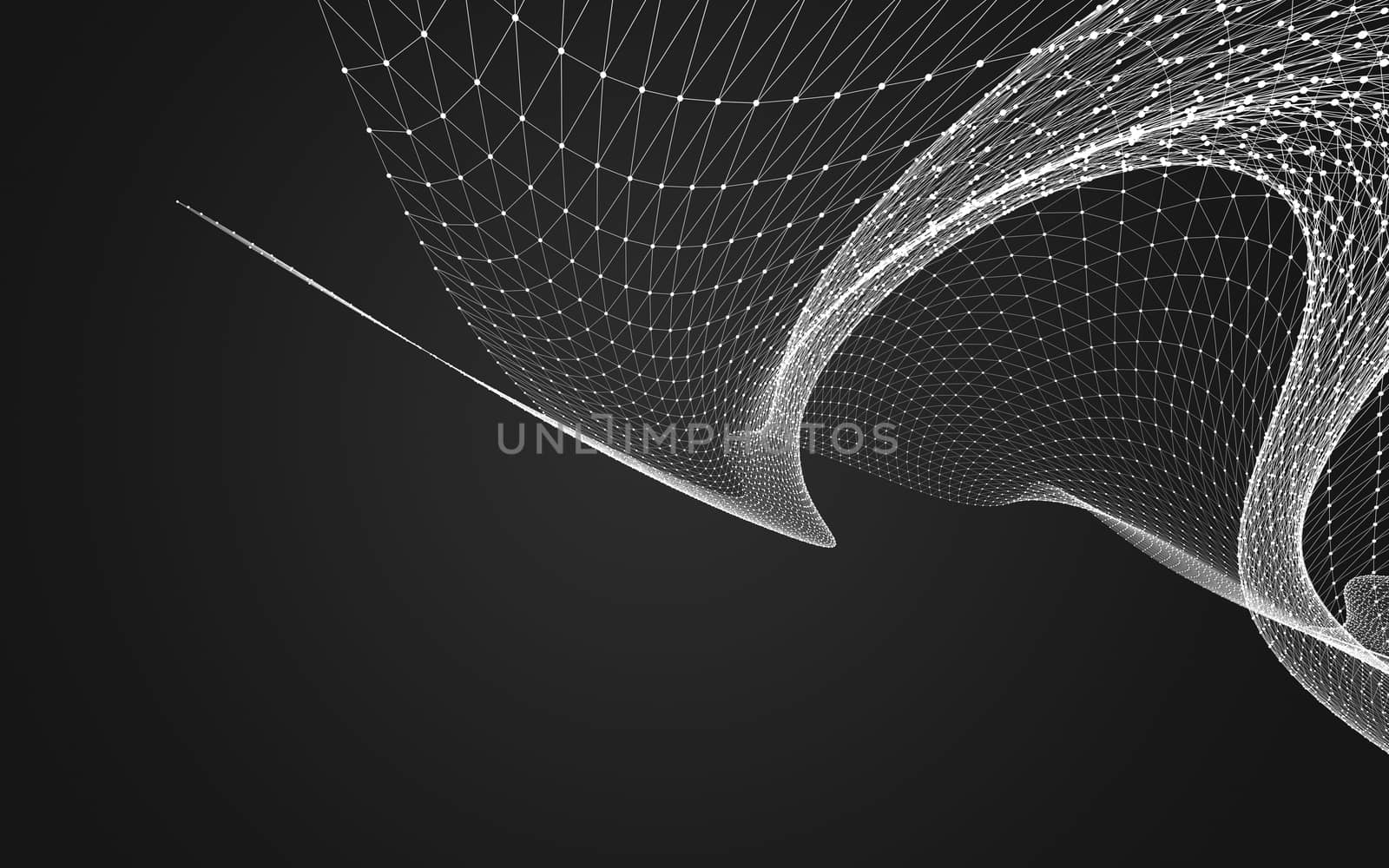 Abstract polygonal space low poly dark background with connecting dots and lines. Connection structure. 3d rendering