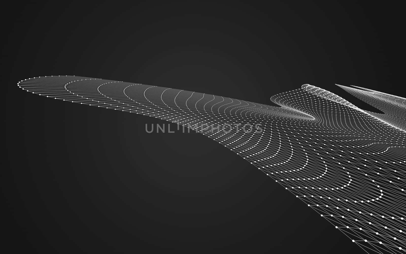 Abstract polygonal space low poly dark background with connecting dots and lines. Connection structure. 3d rendering