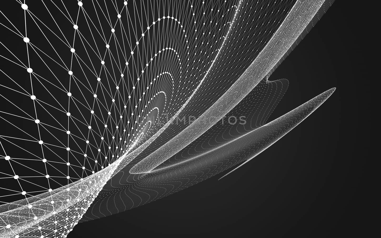 Abstract polygonal space low poly dark background with connecting dots and lines. Connection structure. 3d rendering