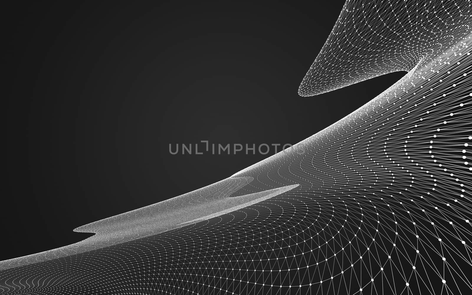 Abstract polygonal space low poly dark background with connecting dots and lines. Connection structure. 3d rendering