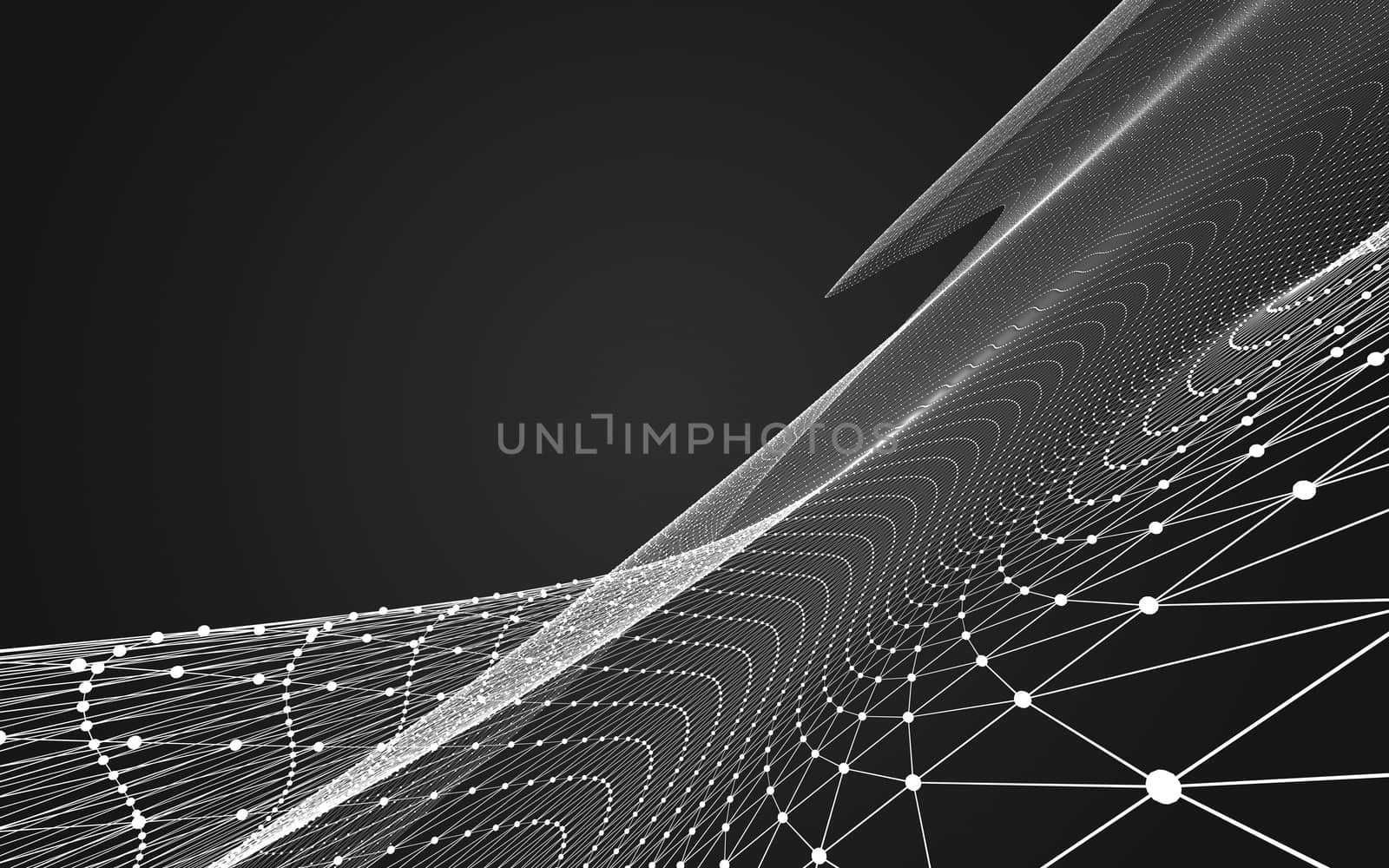 Abstract polygonal space low poly dark background with connecting dots and lines. Connection structure. 3d rendering