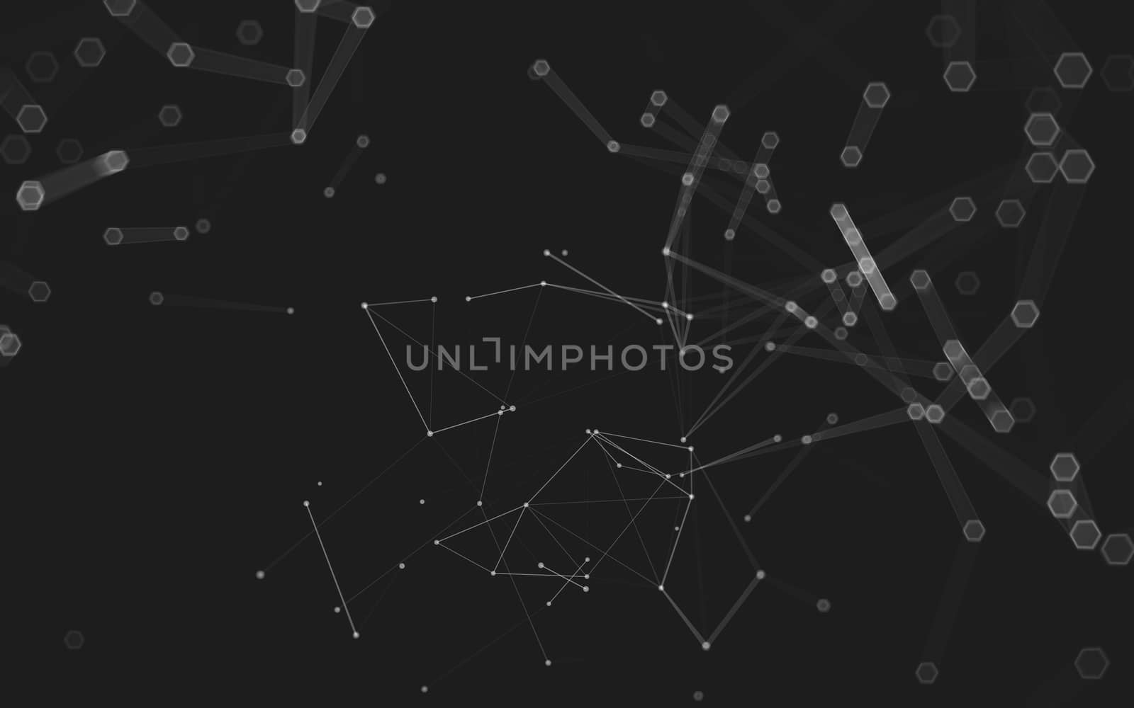 Abstract polygonal space low poly dark background with connecting dots and lines. Connection structure. 3d rendering