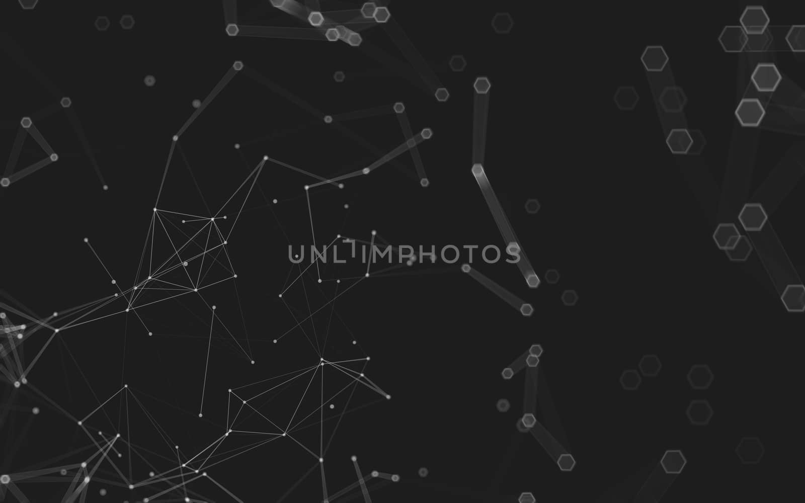 Abstract polygonal space low poly dark background with connecting dots and lines. Connection structure. 3d rendering