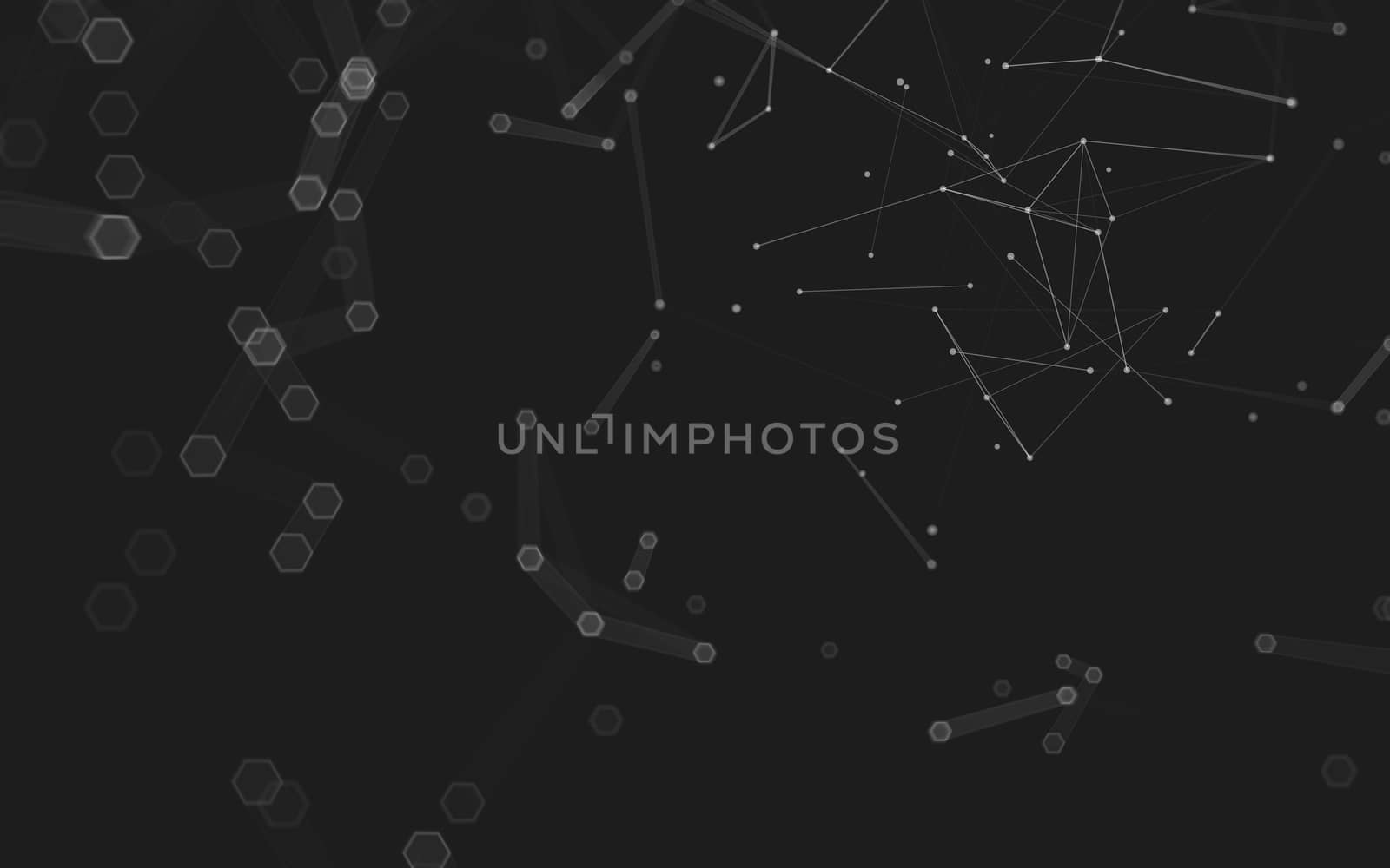 Abstract polygonal space low poly dark background with connecting dots and lines. Connection structure. 3d rendering