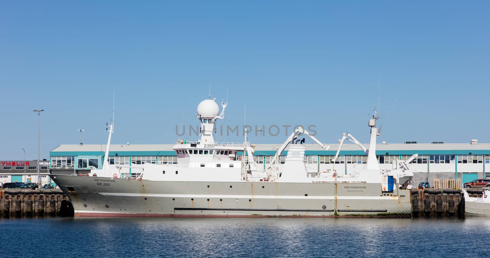 Reykjavik, Iceland - August 2, 2016;  Fishing boat in the port of Reykjavik, Iceland, August 2, 2016.
