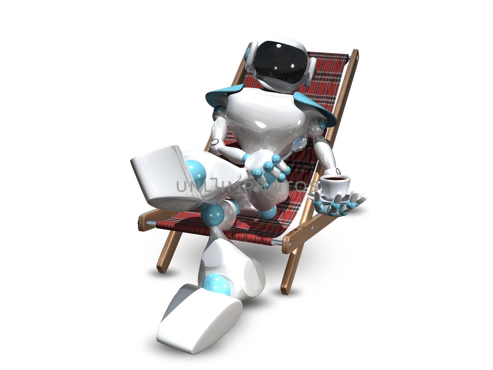 3D Illustration of a Robot in a Deckchair by brux