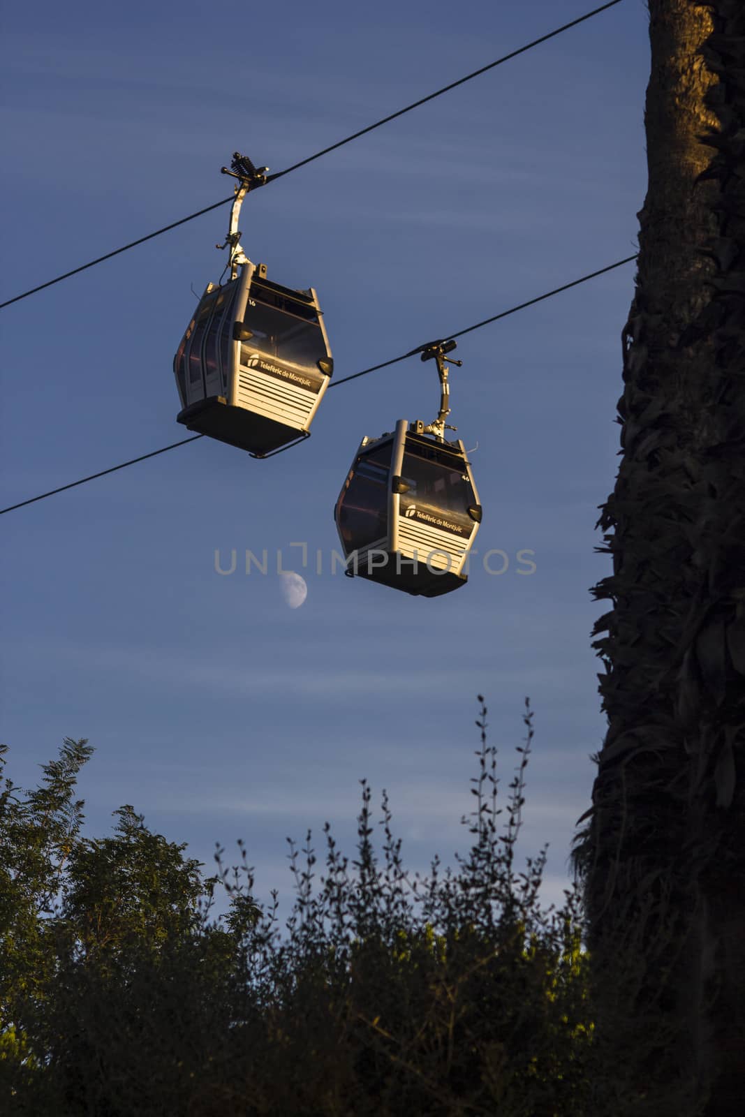 Barcelona,Spain, August 2016: Funicular to the Montjuic mountain in Barcelona.