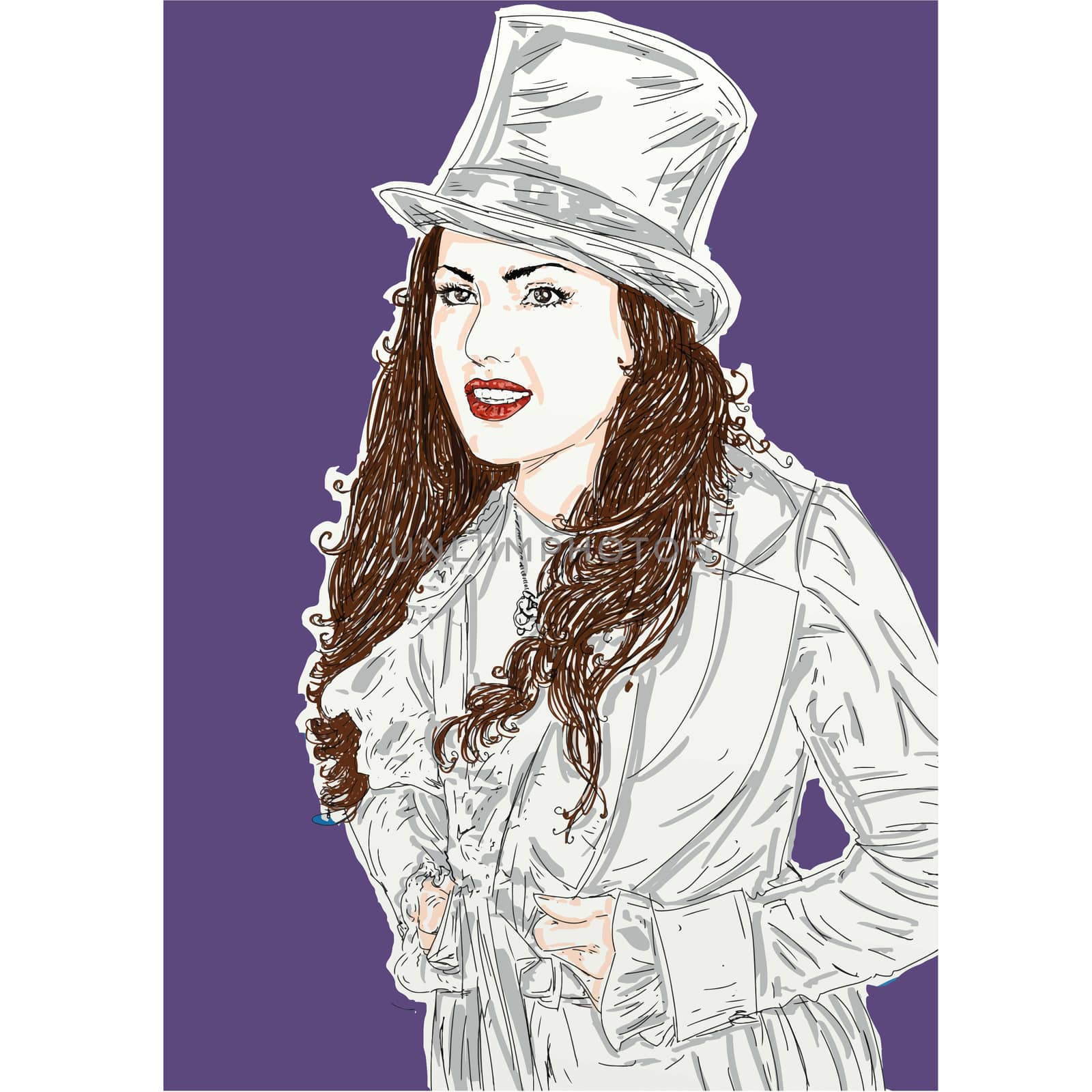 Portrait of woman with jacket and hat