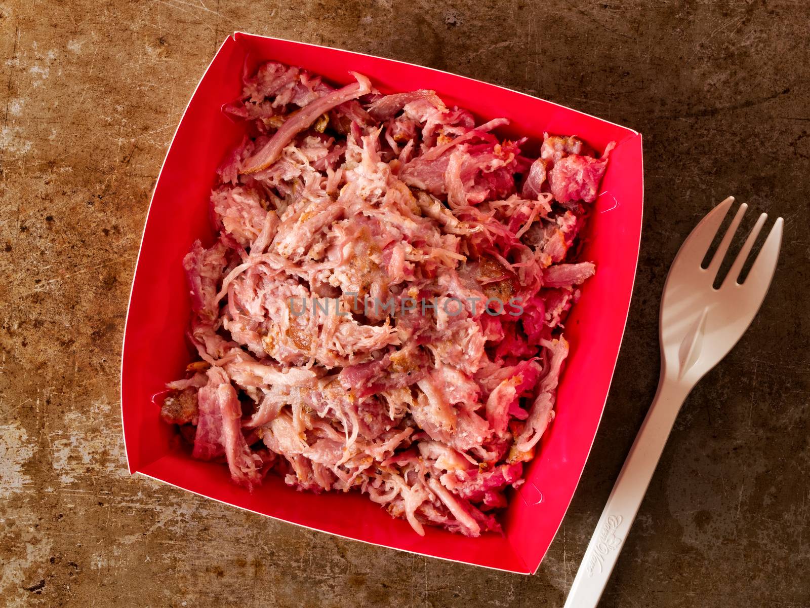 close up of rustic american pulled pork