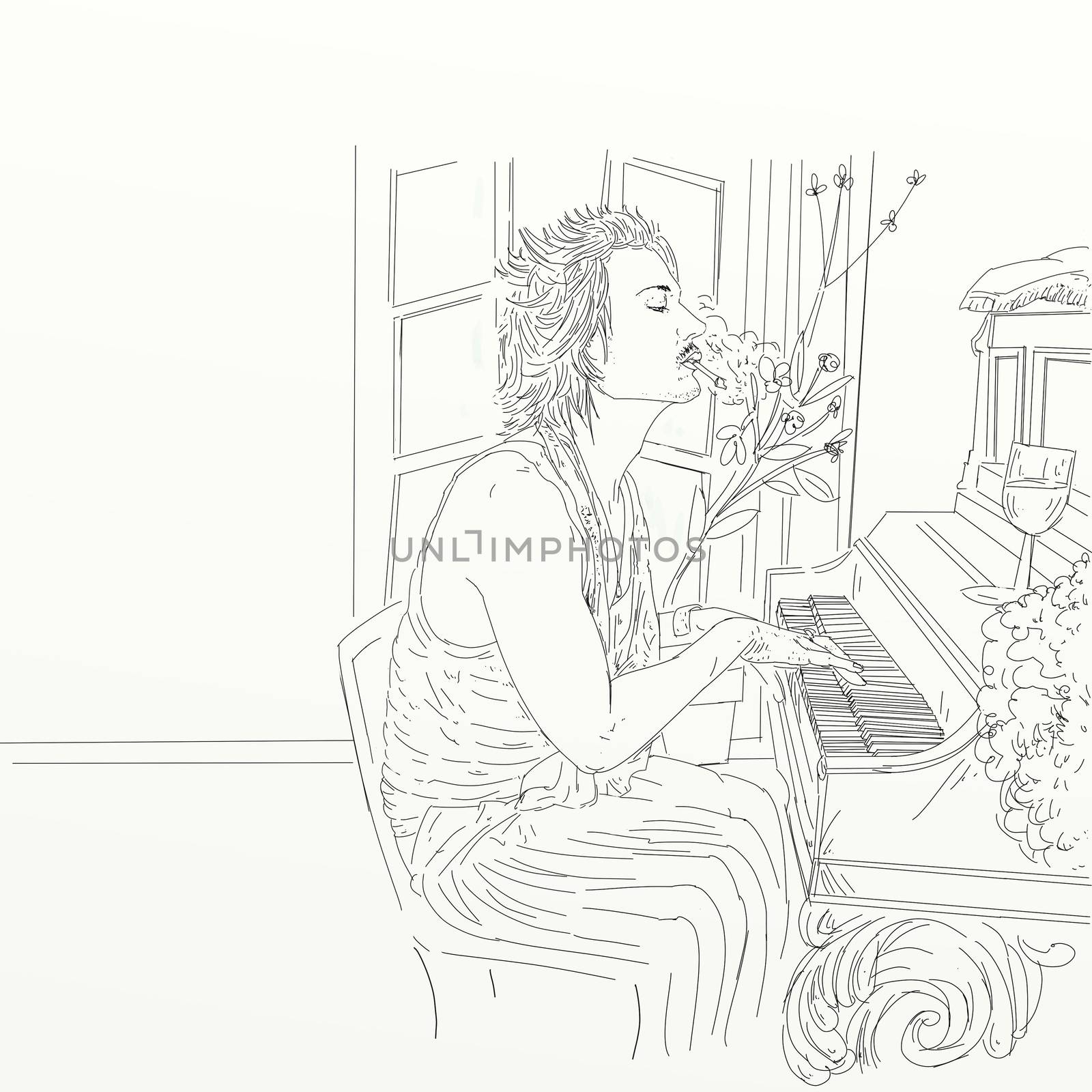 Boy playing the piano